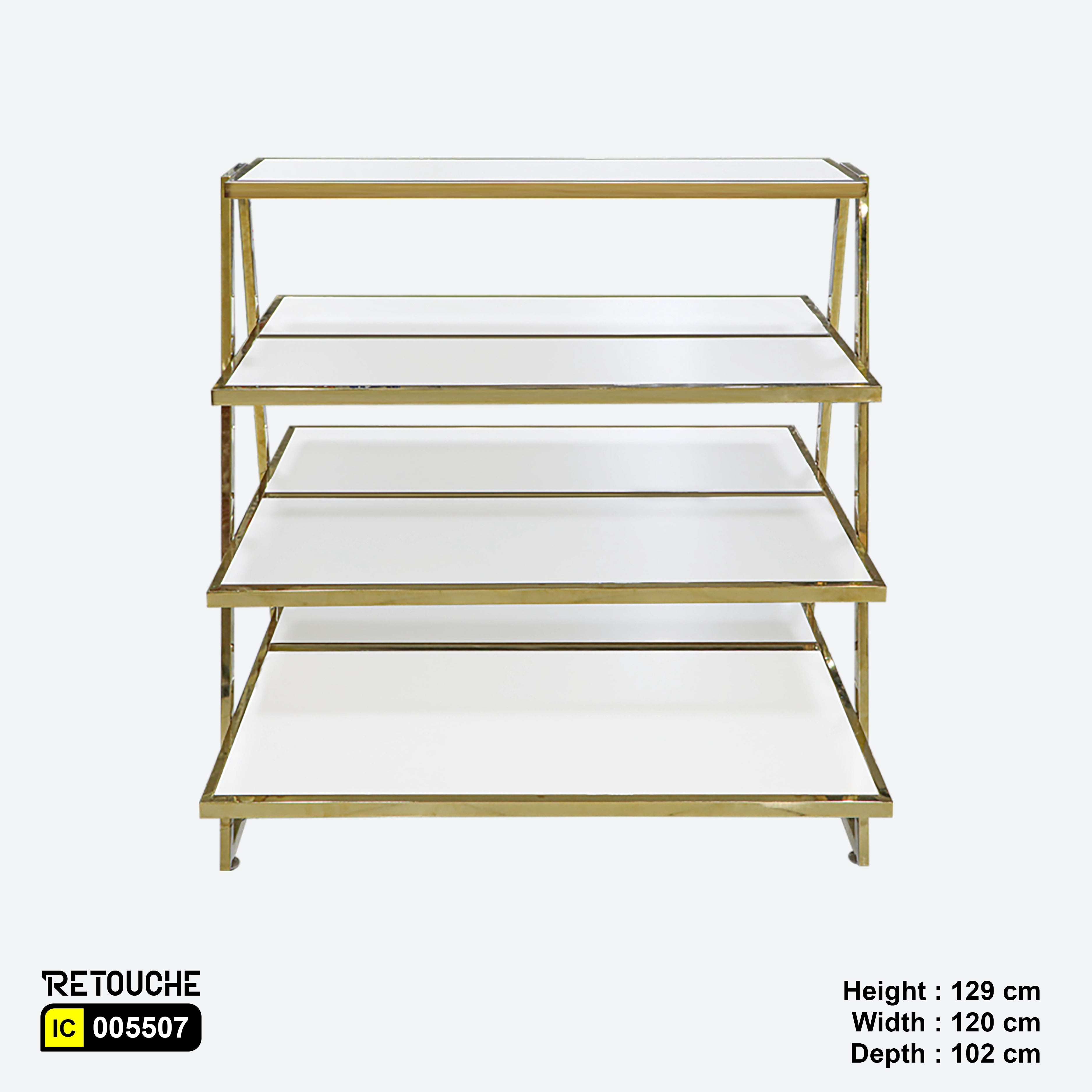 Display Stand, 4-Tier, Metal Frame with Wood Shelves