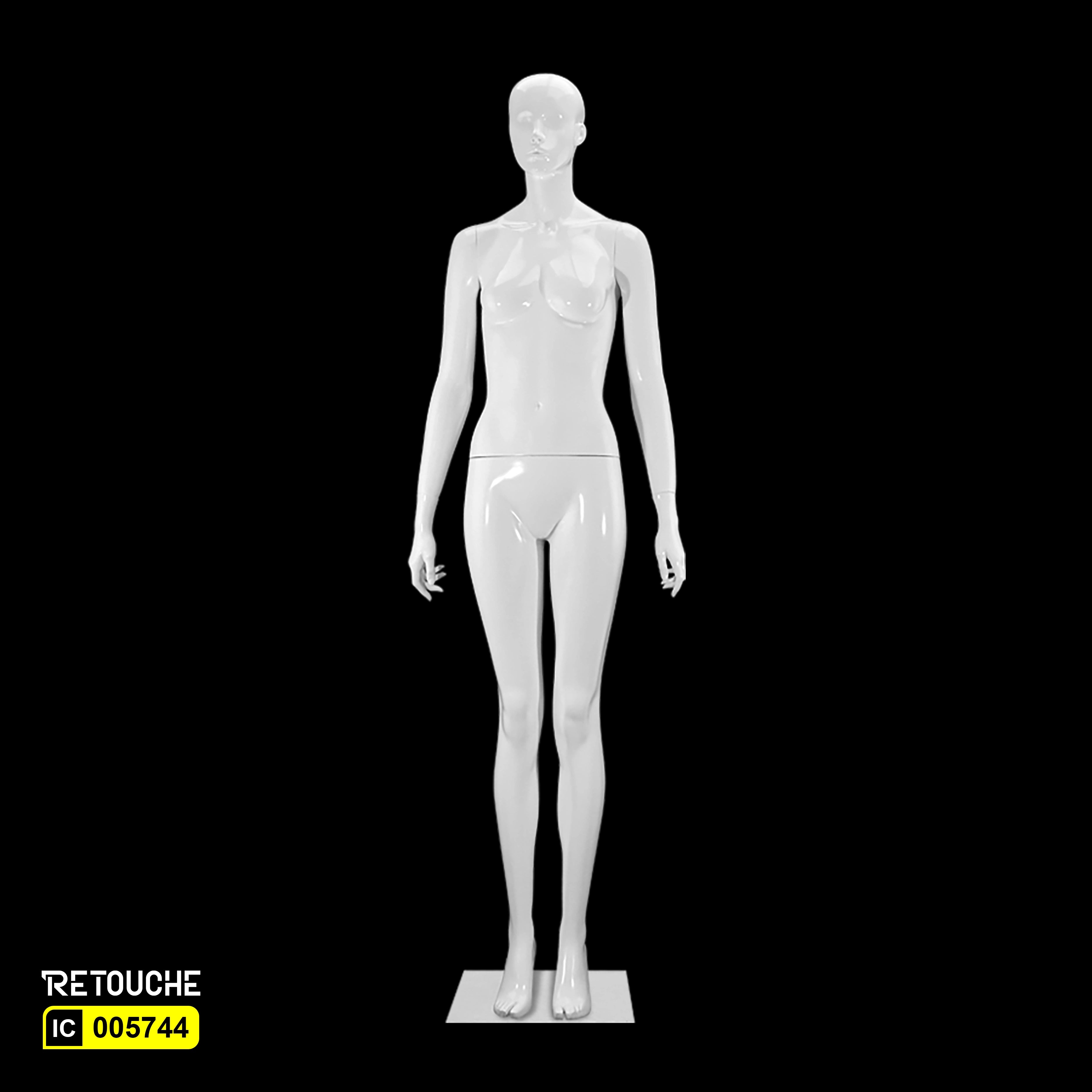 Female Mannequin, Abstract Face, Full Body, Glossy White Color