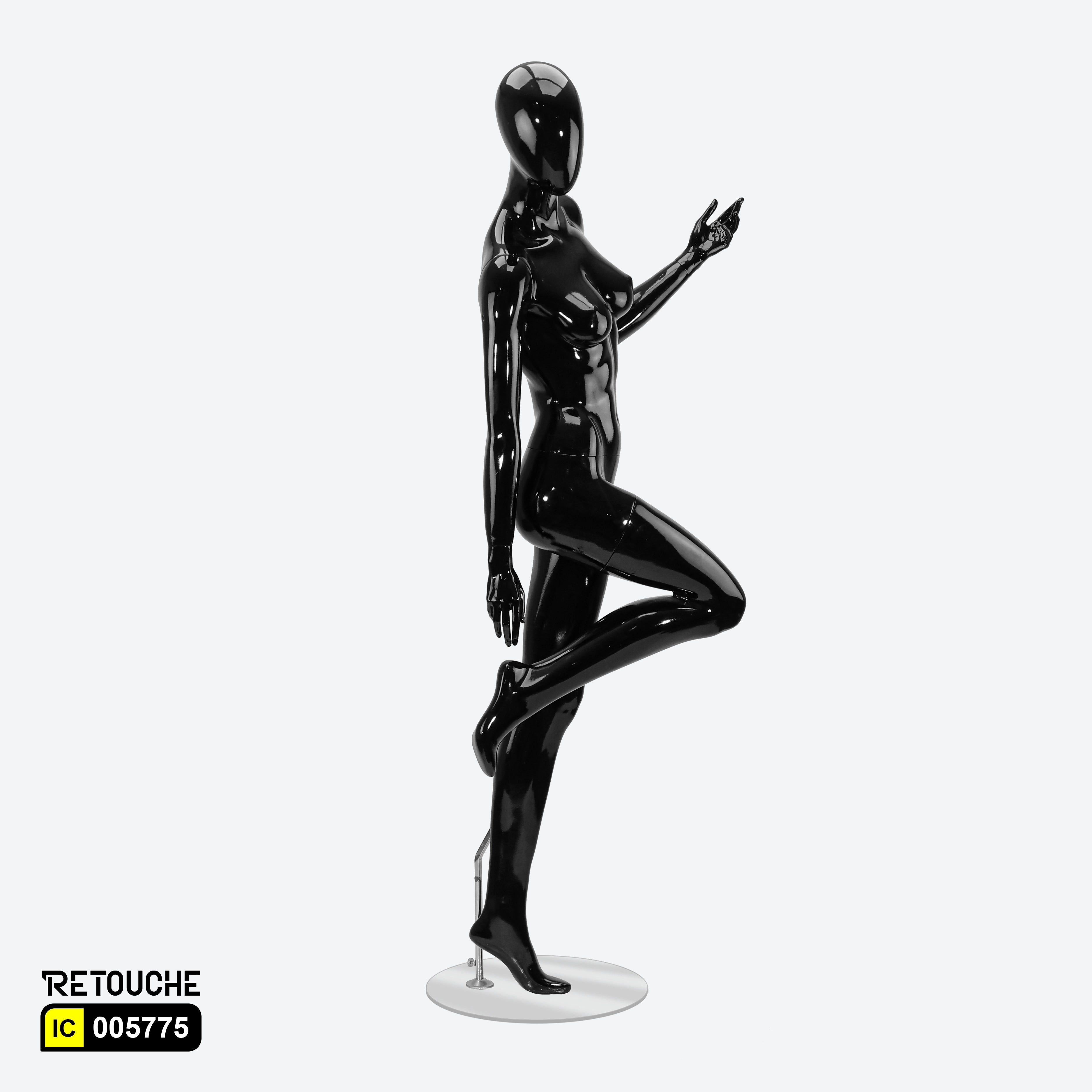 Female Mannequin, Egg Face, Full Body, Glossy Black Color