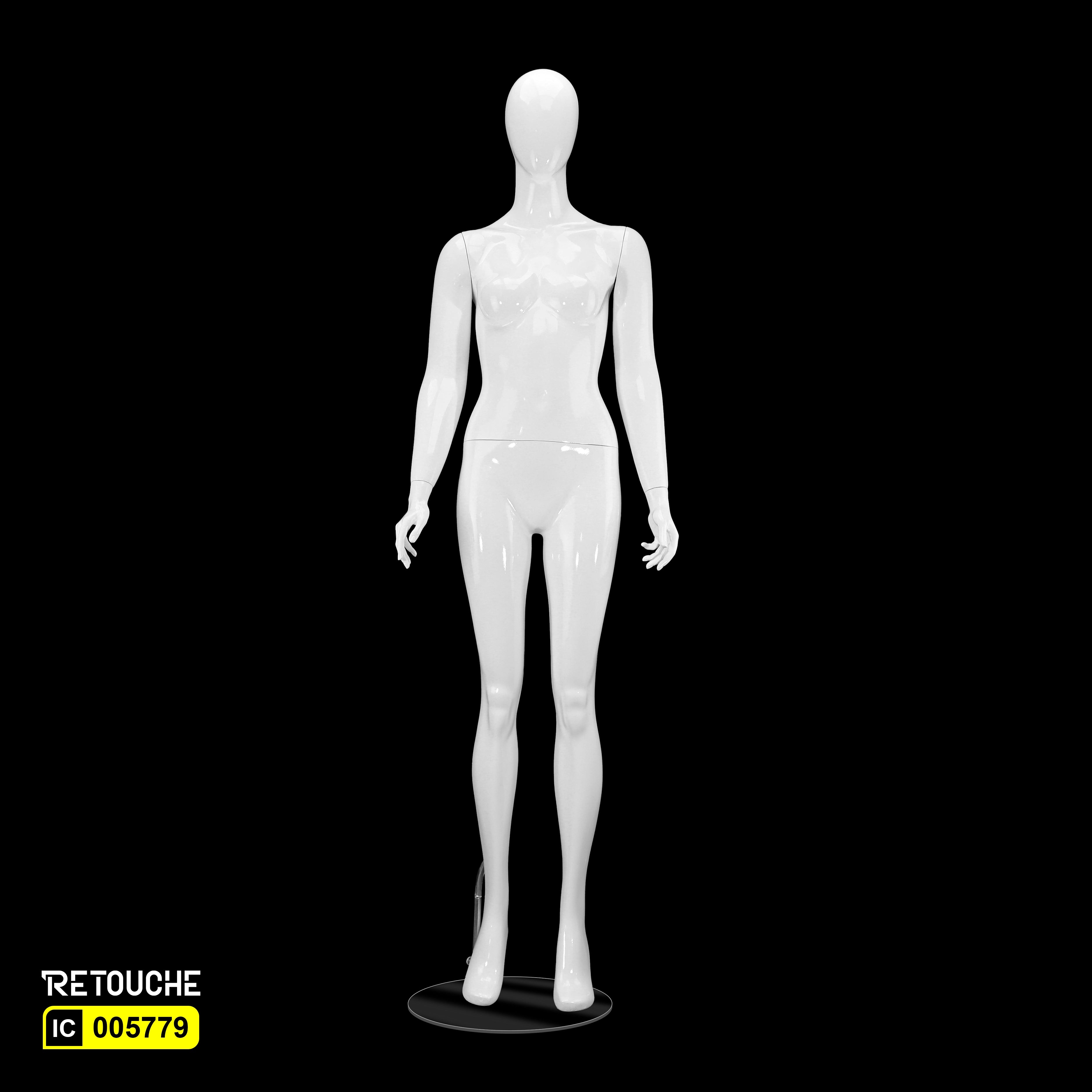 Female Mannequin, Egg Face, Full Body, Glossy White Color
