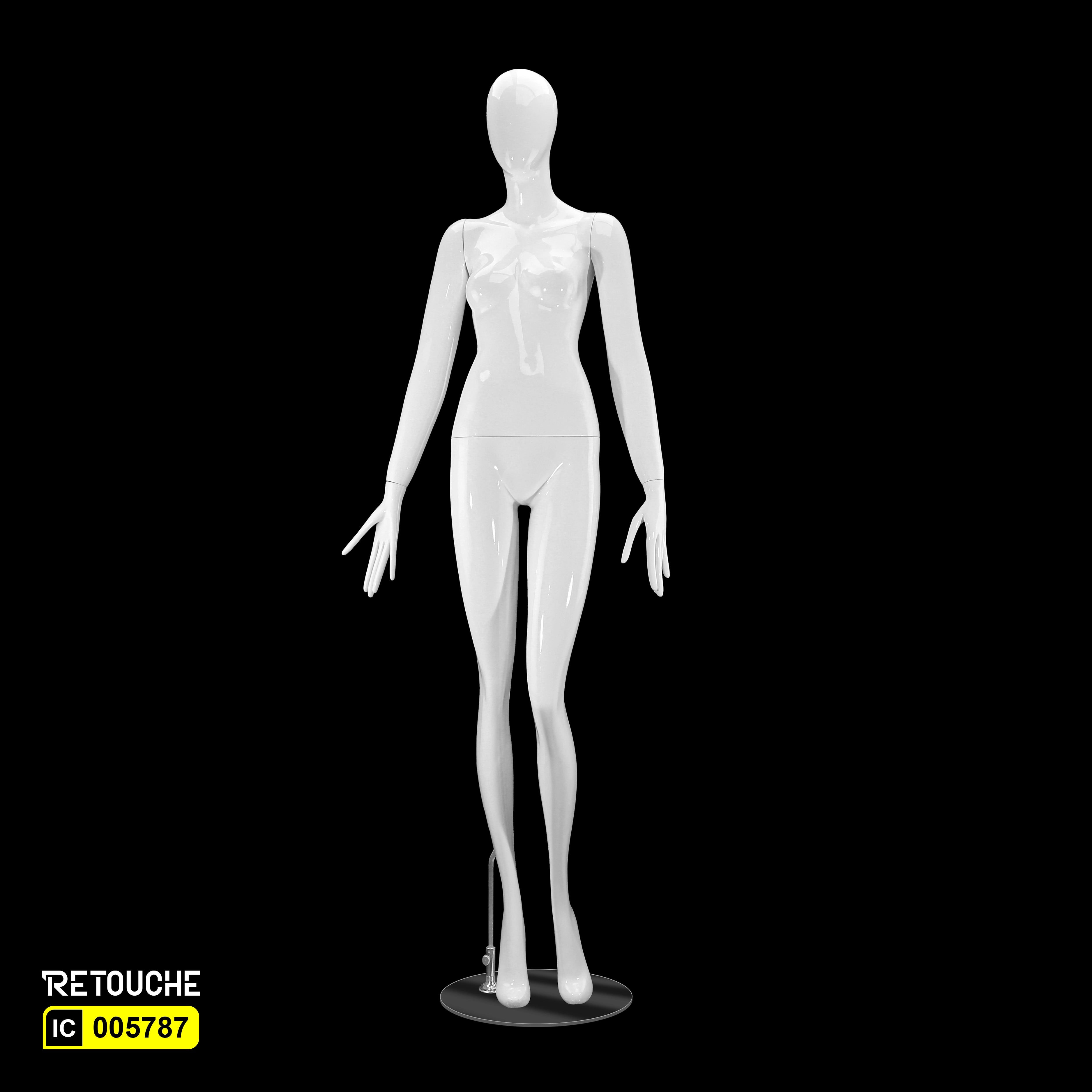 Female Mannequin, Egg Face, Full Body, Glossy White Color