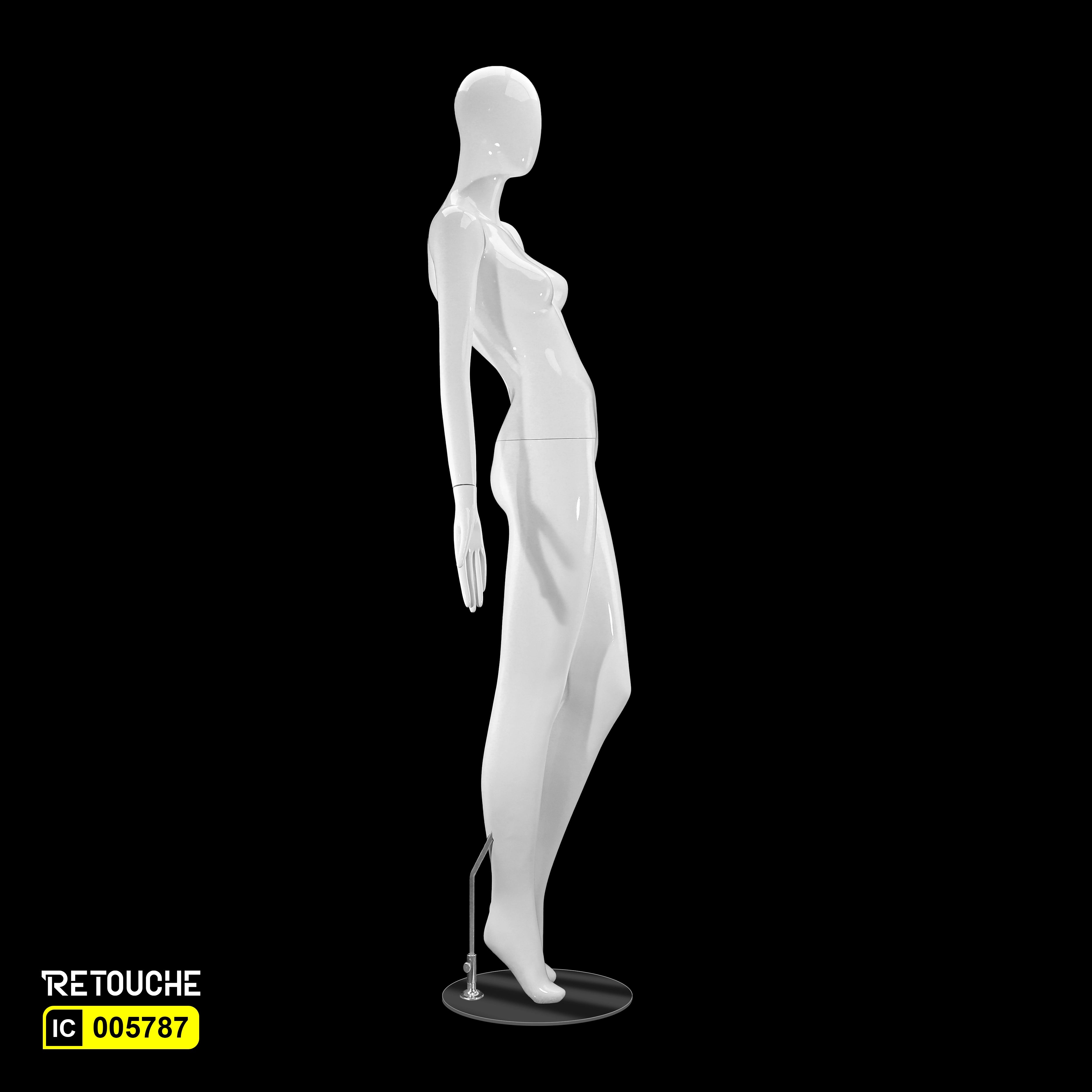 Female Mannequin, Egg Face, Full Body, Glossy White Color