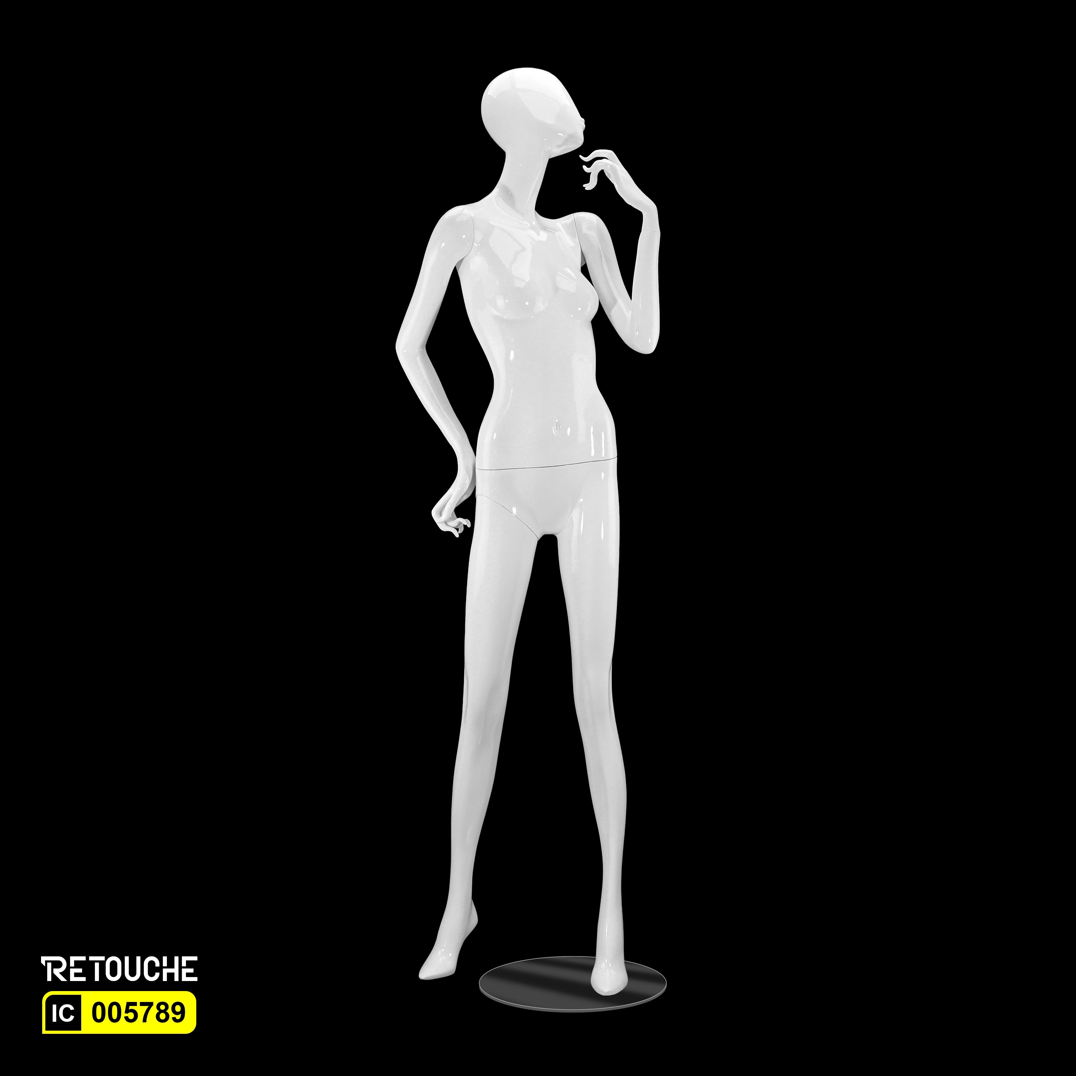 Female Mannequin, Egg Face, Full Body, Glossy White Color