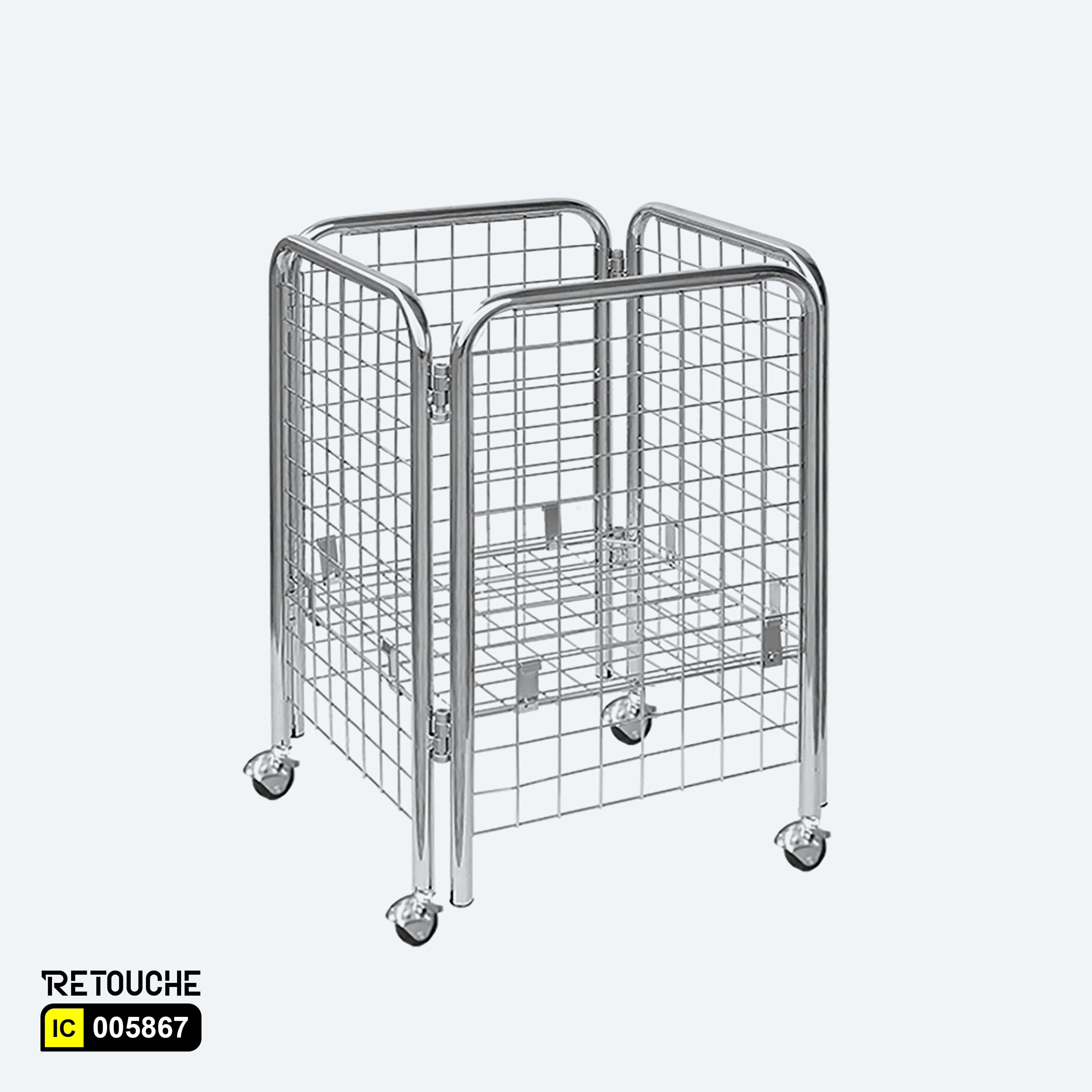 Storage Basket, Metal, Chrome Plated, with Wheels