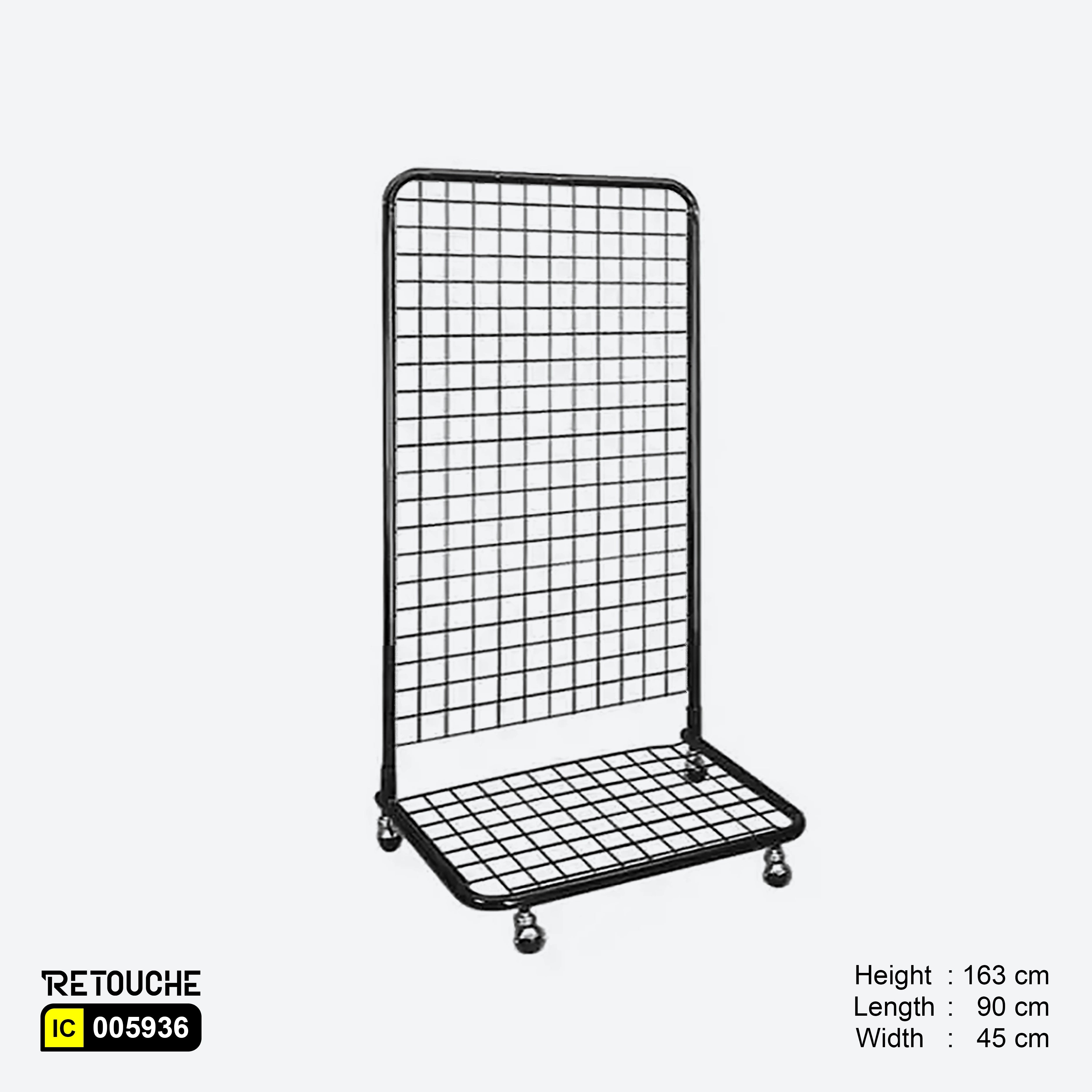 Wire Grid Display, Metal, Black Color , with Wheels