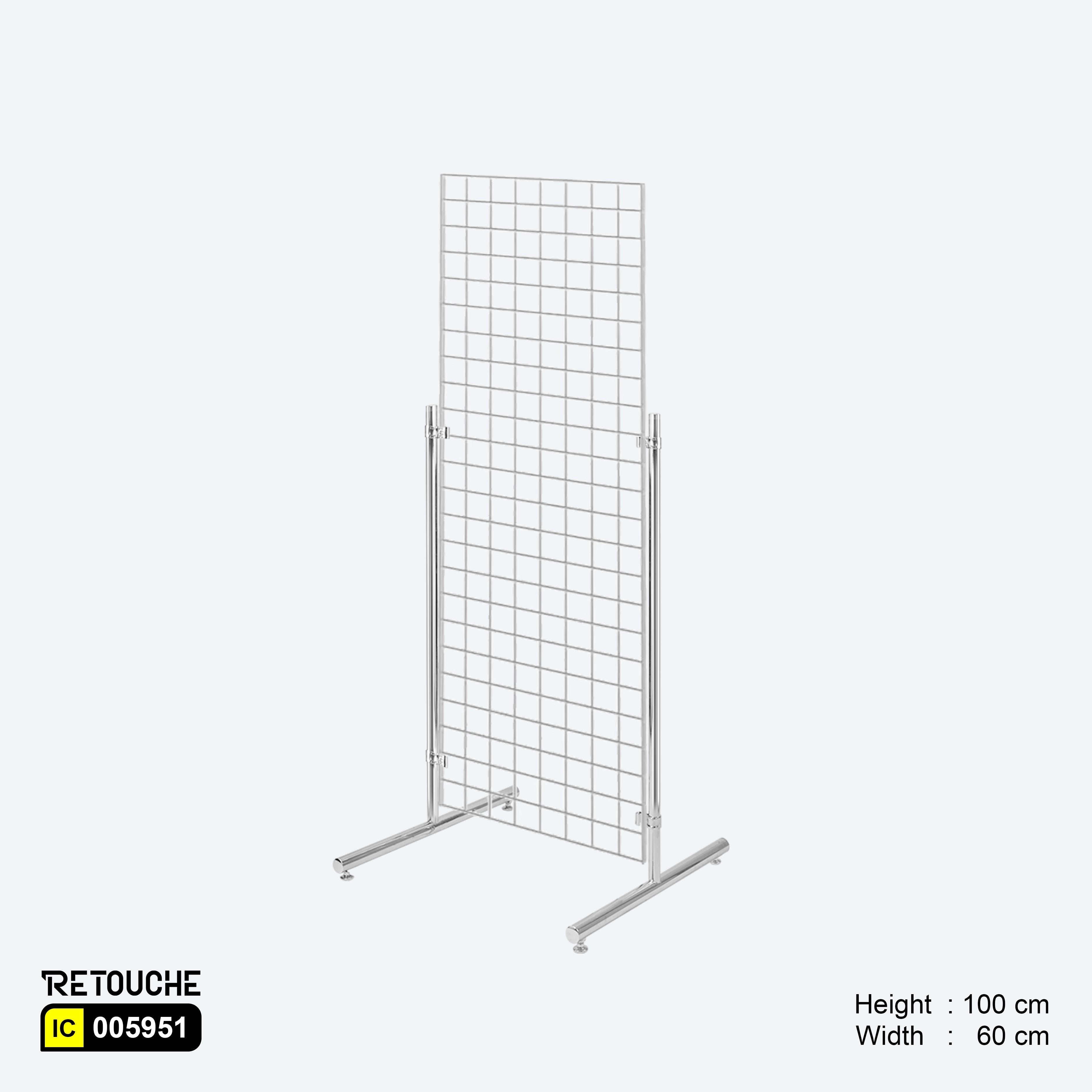 Gridwall Panel Legs, T-Shaped, Round Tube, Pair, Chrome Finish