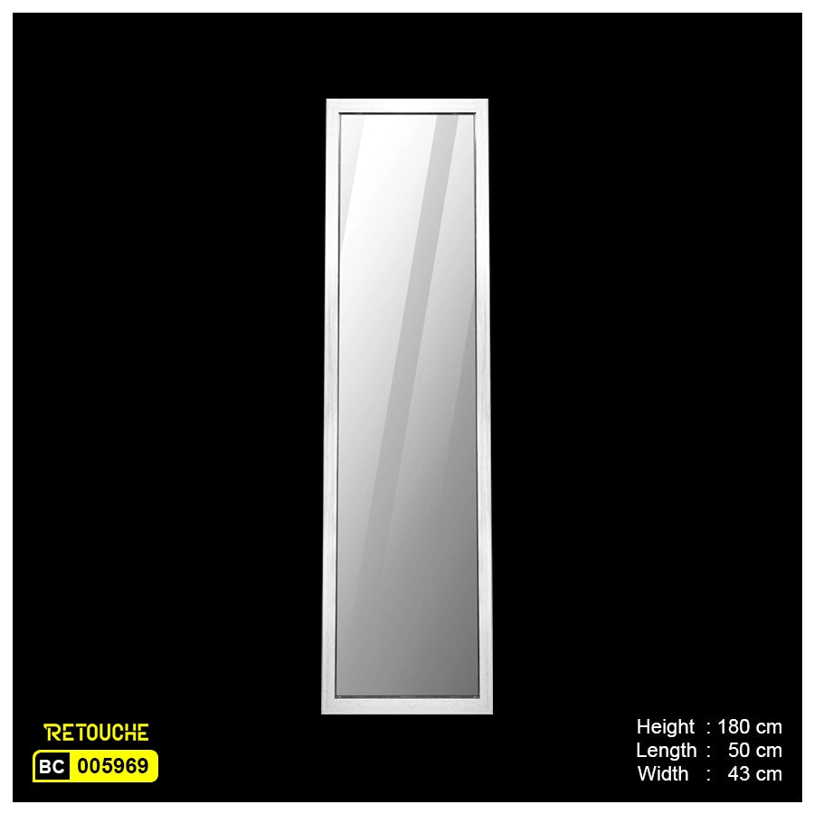 Floor Standing Mirror, White MDF Wood