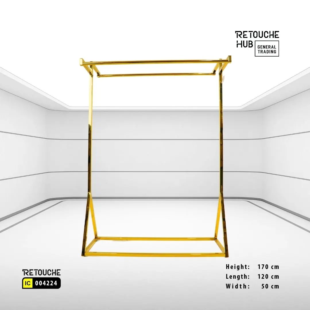 Clothes Hanging  Stand | Gold Metal | Modern & Durable Retouche Hub General Trading L.L.C