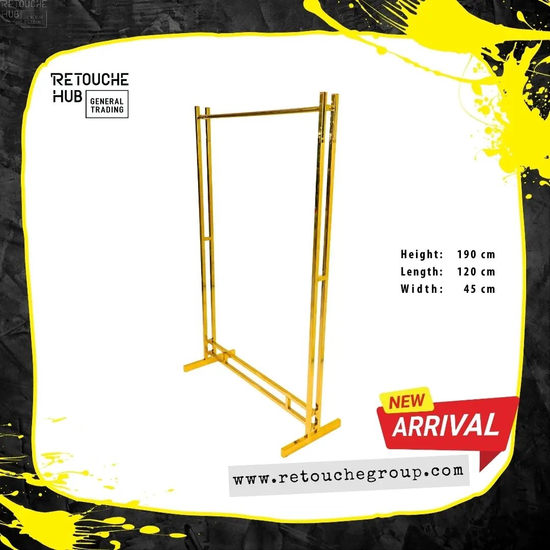 Clothes Hanging Stand | Gold Metal | Modern & Durable Retouche Hub General Trading L.L.C