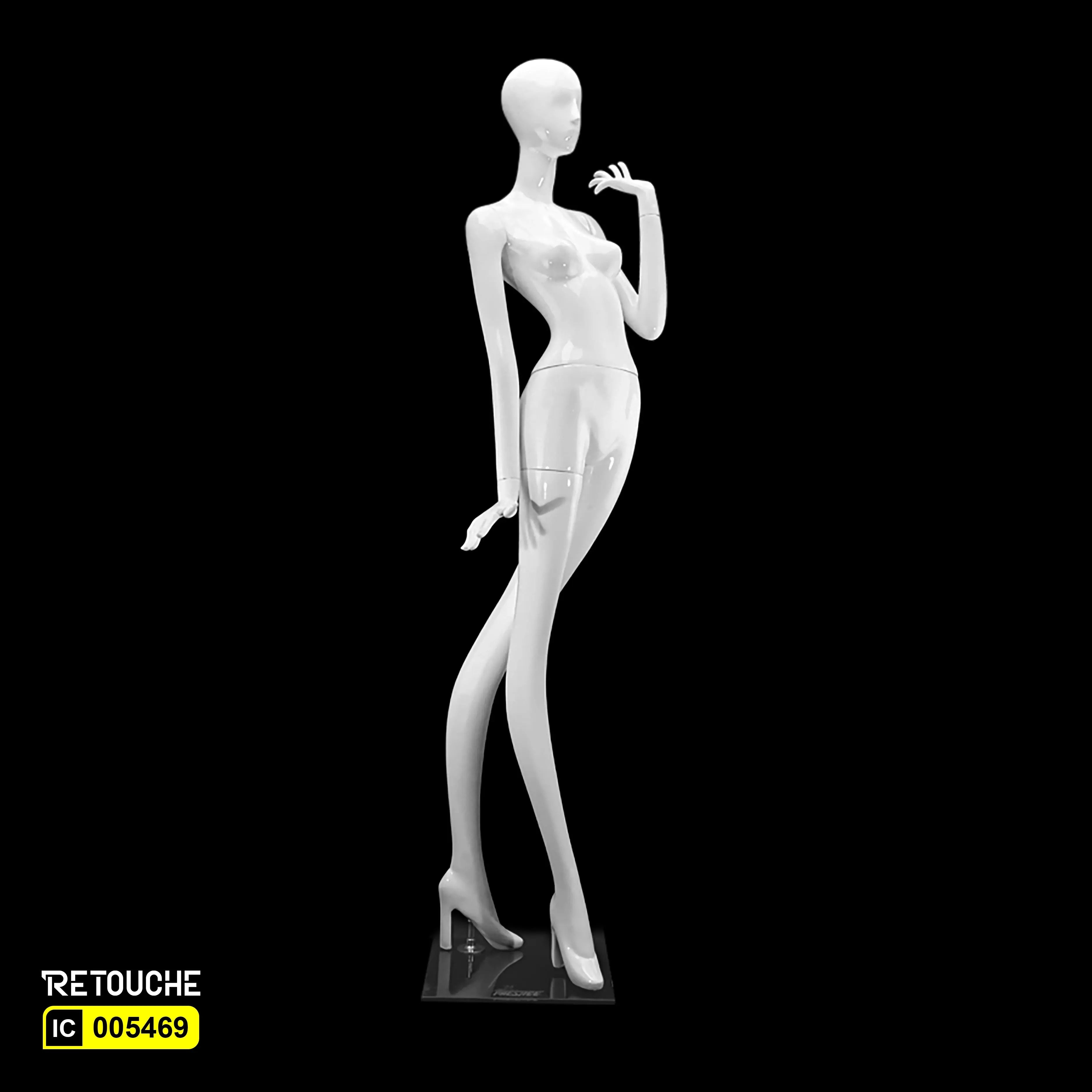 Female Mannequin, Abstract Face, Full Body, Glossy White Color - Retouche Hub General Trading LLC®