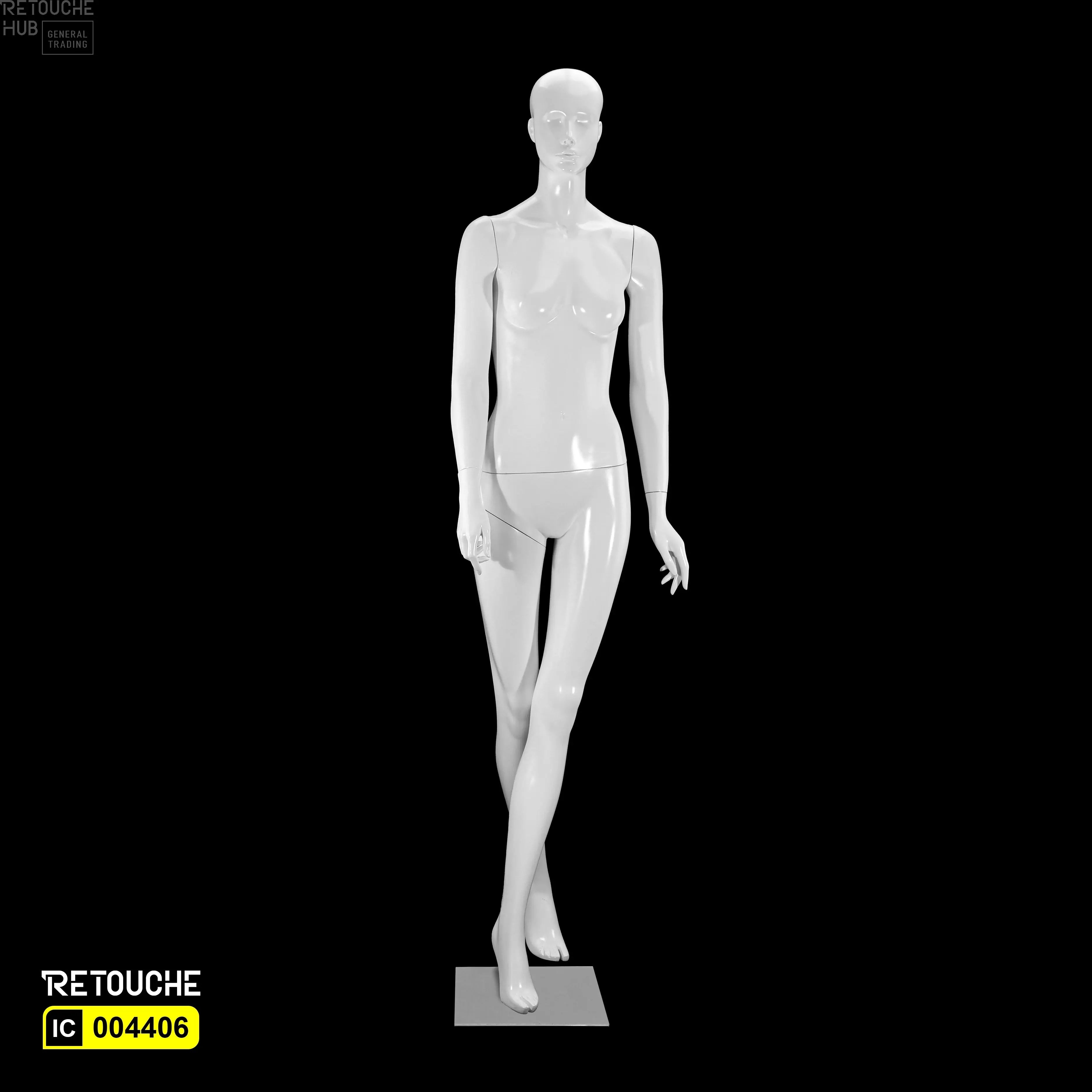 Female Mannequin, Abstract Face, Full Body, Glossy White Color Female Mannequin
