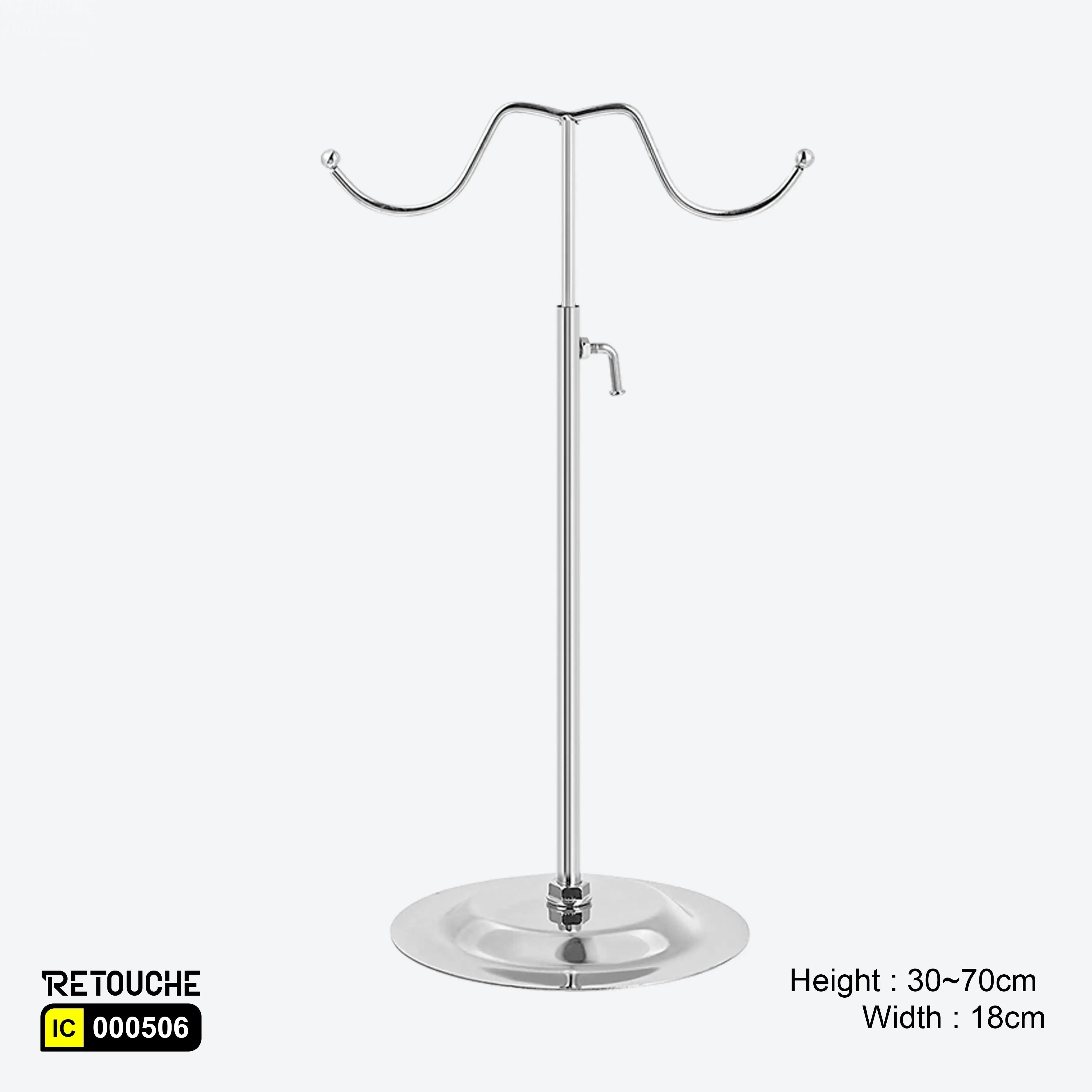 Handbag Metal Display Stand with Double Hook, Adjustable, Chrome Plated Displays & Showcases