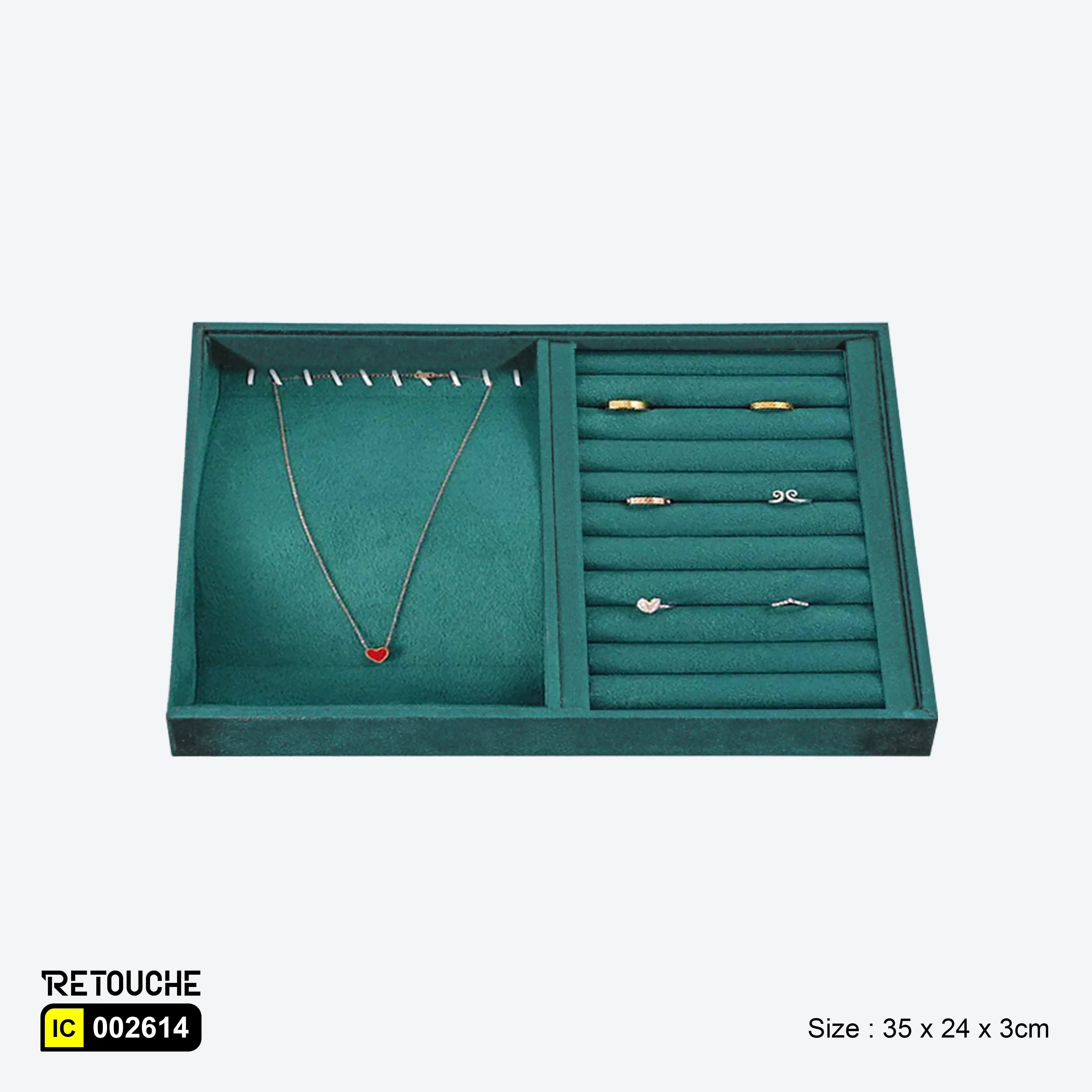 Jewelry Display Storage Tray , Green Velvet Displays & Showcases