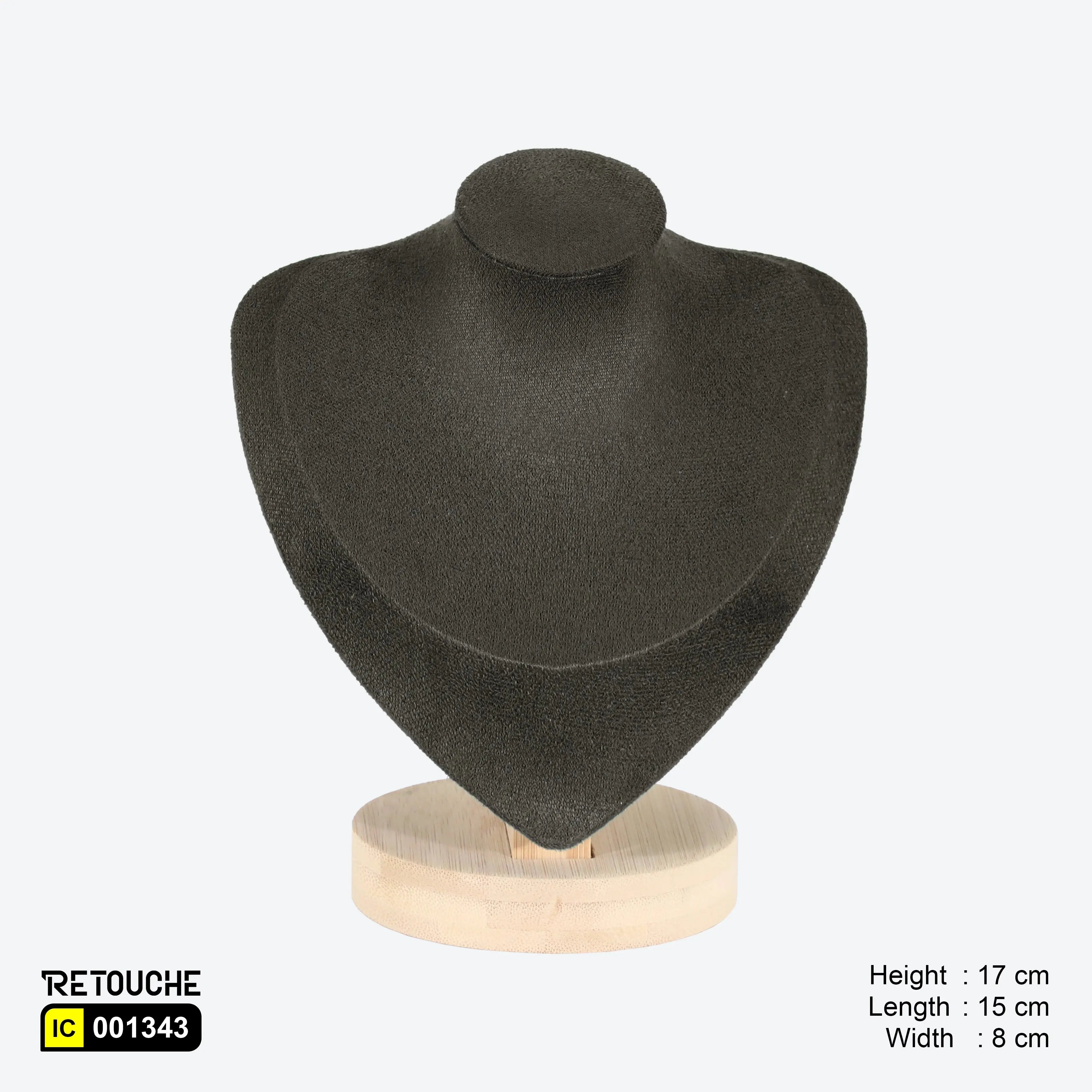 Jewelry Mannequin Bust Display for Necklace , Velvet Dark Grey Displays & Showcases