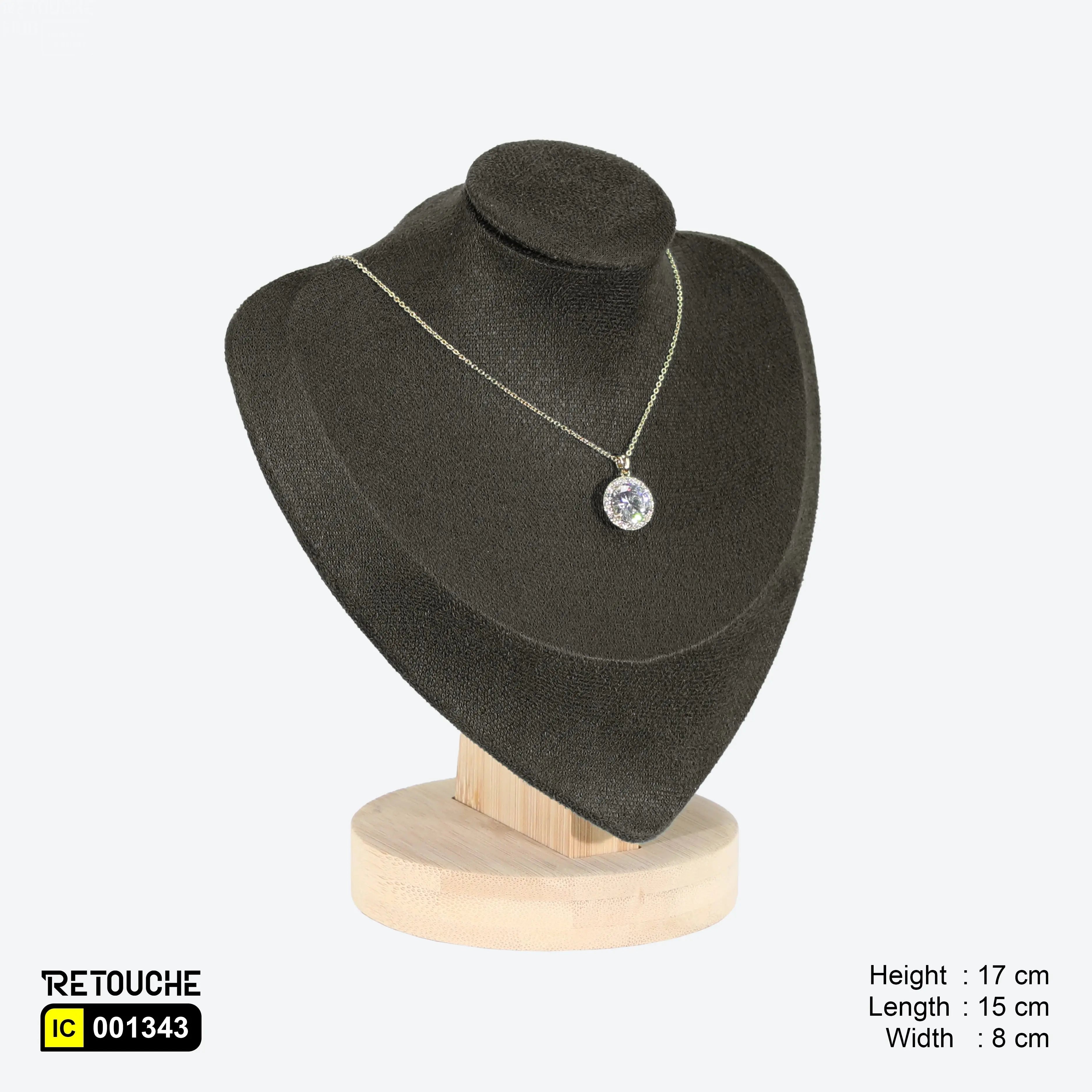 Jewelry Mannequin Bust Display for Necklace , Velvet Dark Grey Displays & Showcases