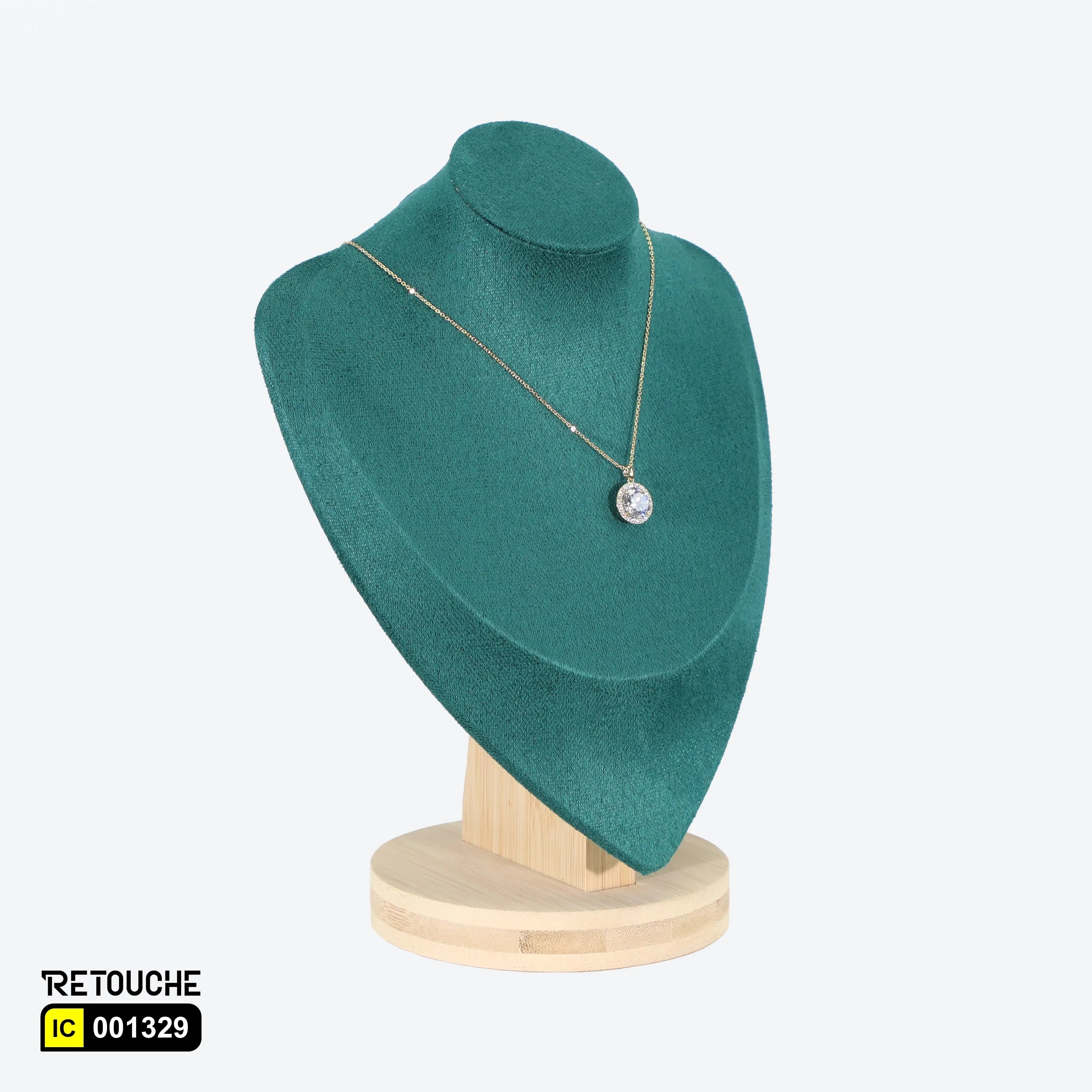 Jewelry Mannequin Bust Display for Necklace , Velvet Green Displays & Showcases