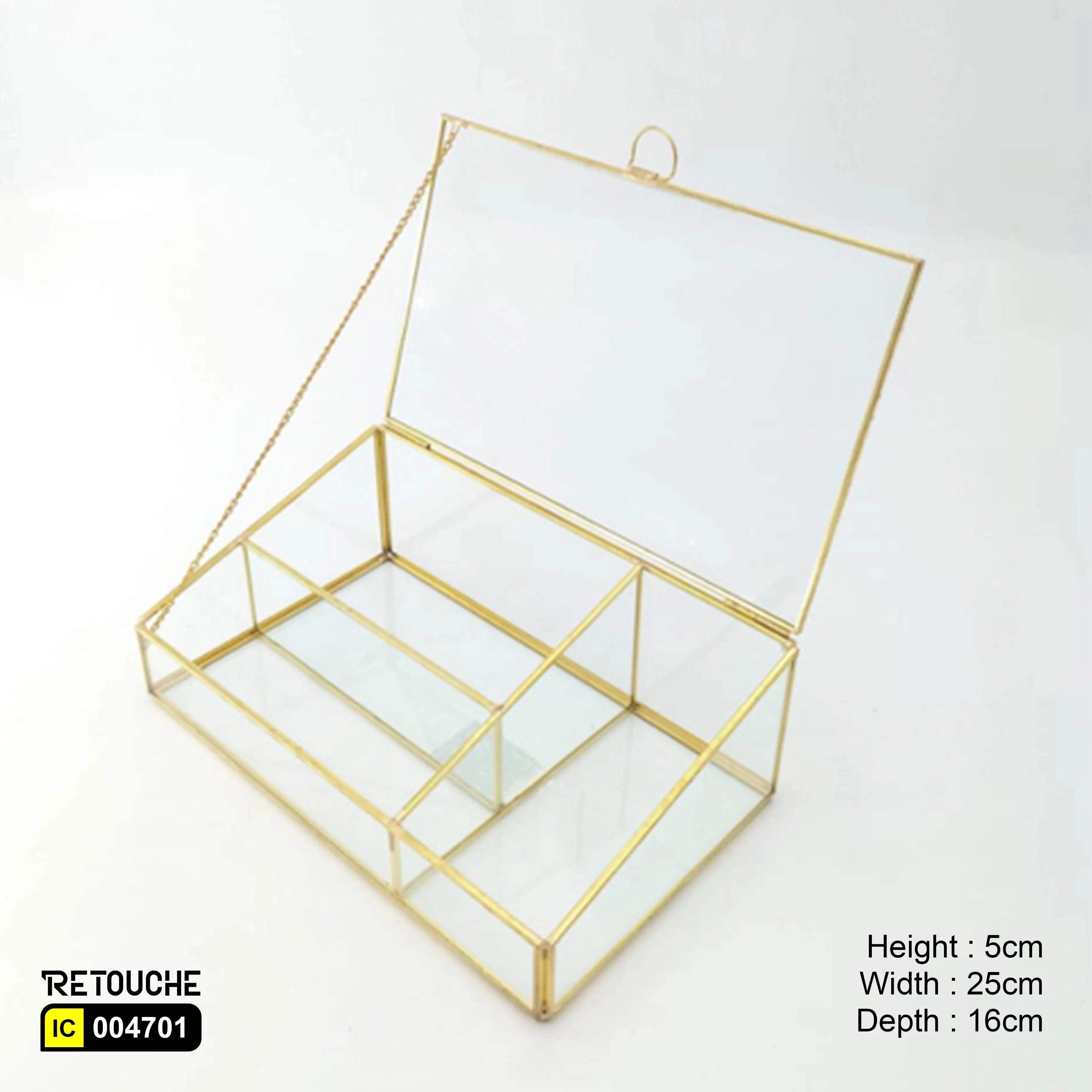 Jewlery Glass Box with Gold Frame Displays & Showcases