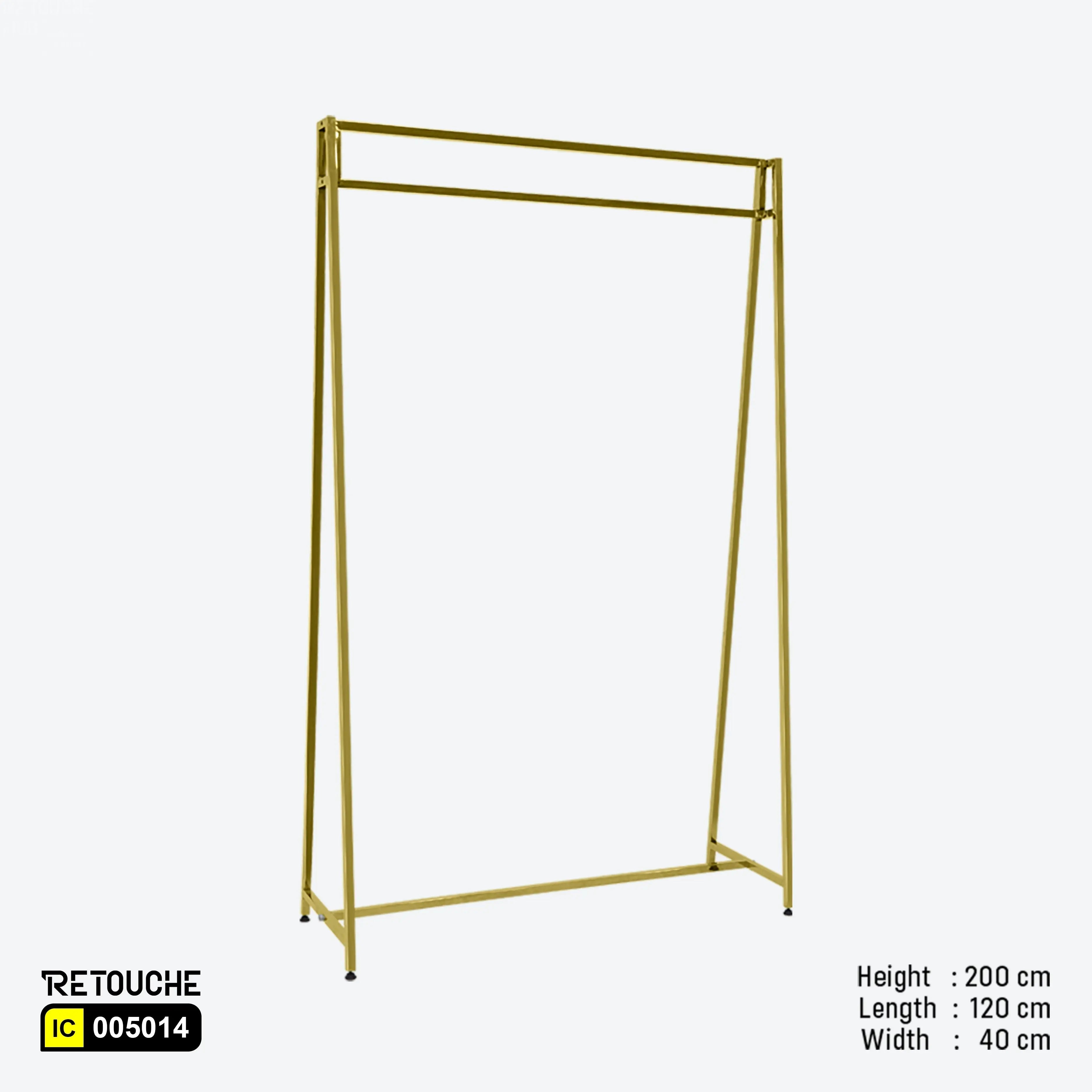Metal garment clothes hanging stand, Gold metal frame clothes rack
Stylish wardrobe organizer stand, Durable clothes hanging stand
Modern garment rack with gold frame, Elegant clothes stand for home and boutique, Luxurious wardrobe organizer
Heavy-duty clothes rack, Minimalist gold garment stand, Sophisticated clothes hanging solution