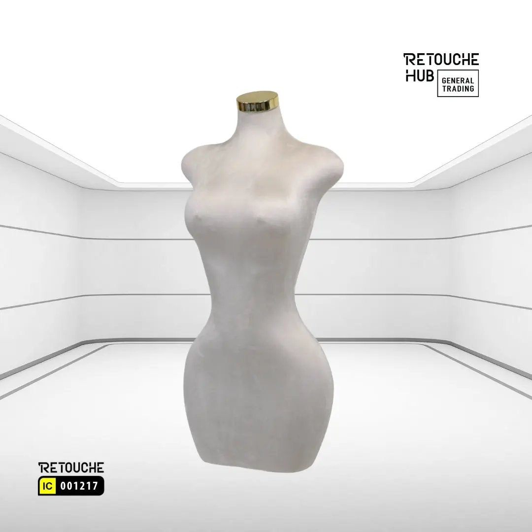 Mannequin Torso Dress Form Manikin Body Velvet Cover Female Mannequin Stand, Plus Size Dress Form Manikin with Gold Base, Half Body Curvy Model Torso, Height Adjustable Retouche Hub General Trading L.L.C
