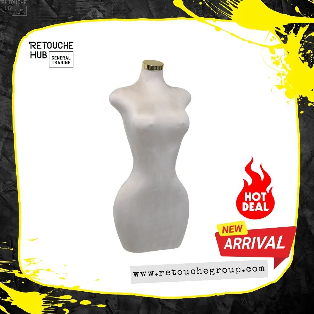 Mannequin Torso Dress Form Manikin Body Velvet Cover Female Mannequin Stand, Plus Size Dress Form Manikin with Gold Base, Half Body Curvy Model Torso, Height Adjustable Retouche Hub General Trading L.L.C