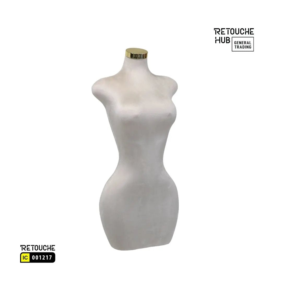 Mannequin Torso Dress Form Manikin Body Velvet Cover Female Mannequin Stand, Plus Size Dress Form Manikin with Gold Base, Half Body Curvy Model Torso, Height Adjustable Retouche Hub General Trading L.L.C