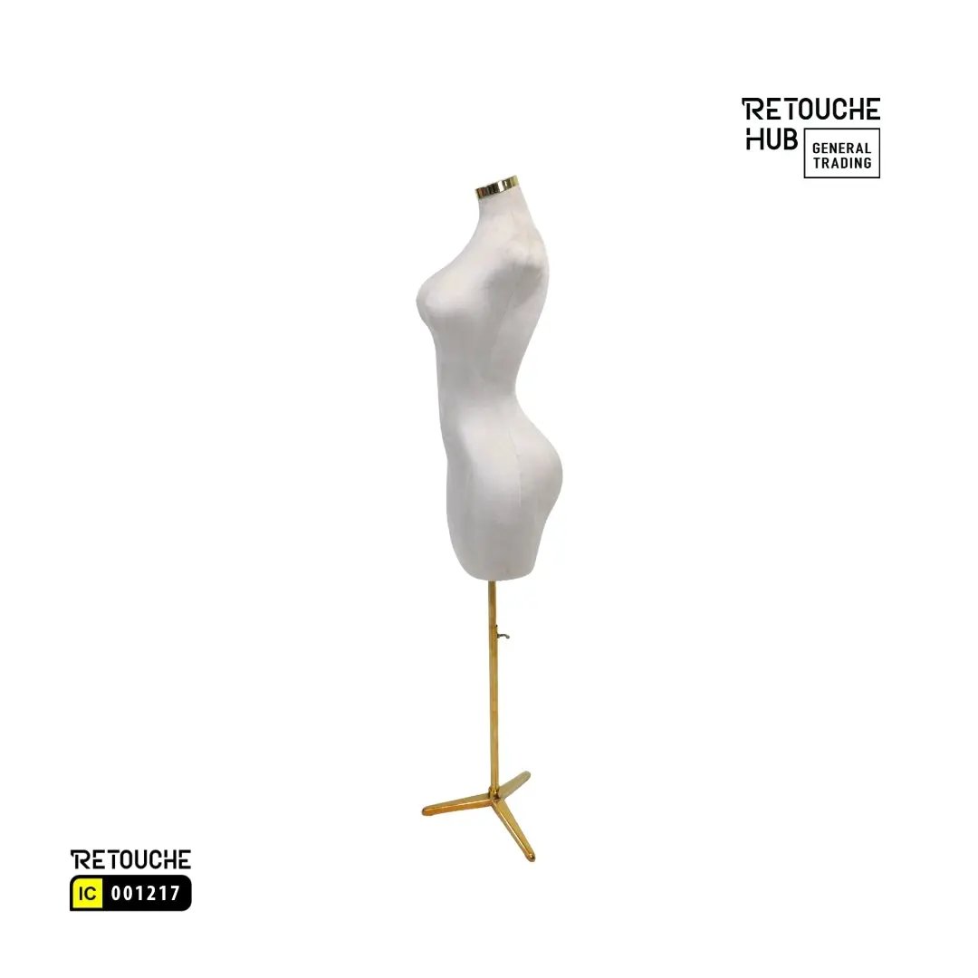 Mannequin Torso Dress Form Manikin Body Velvet Cover Female Mannequin Stand, Plus Size Dress Form Manikin with Gold Base, Half Body Curvy Model Torso, Height Adjustable Retouche Hub General Trading L.L.C