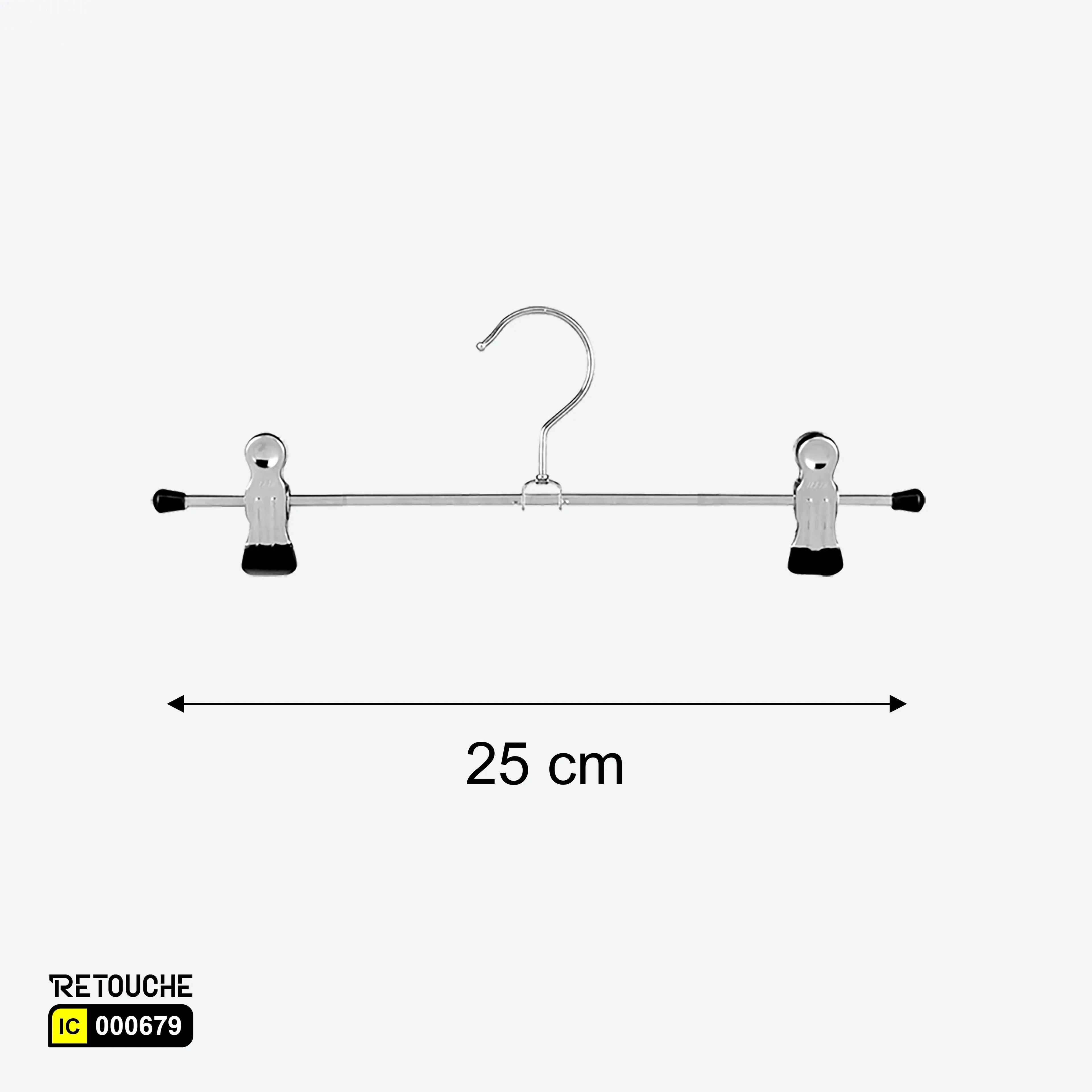 Metal Clothes Hanger, Chrome Finish, with Dual Clips Clothes Hangers