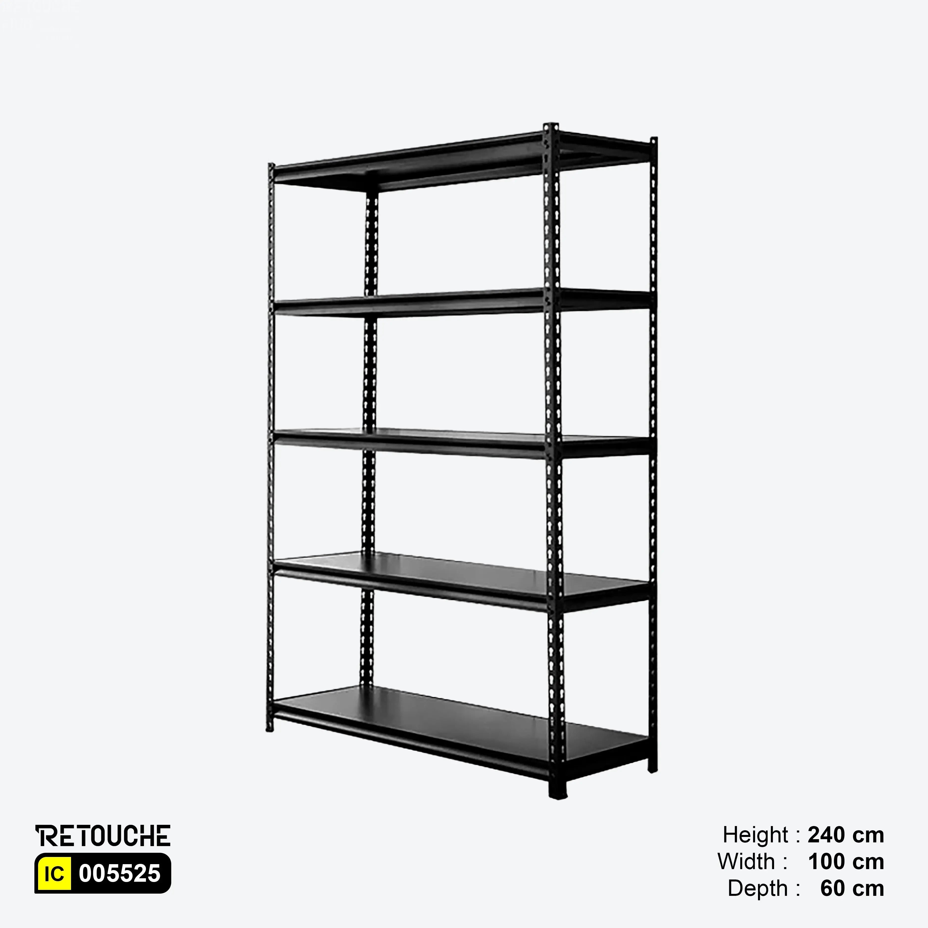 Metal Storage Rack, 5 Adjustable Tiers, Black Color, Light-Duty Shelving Systems