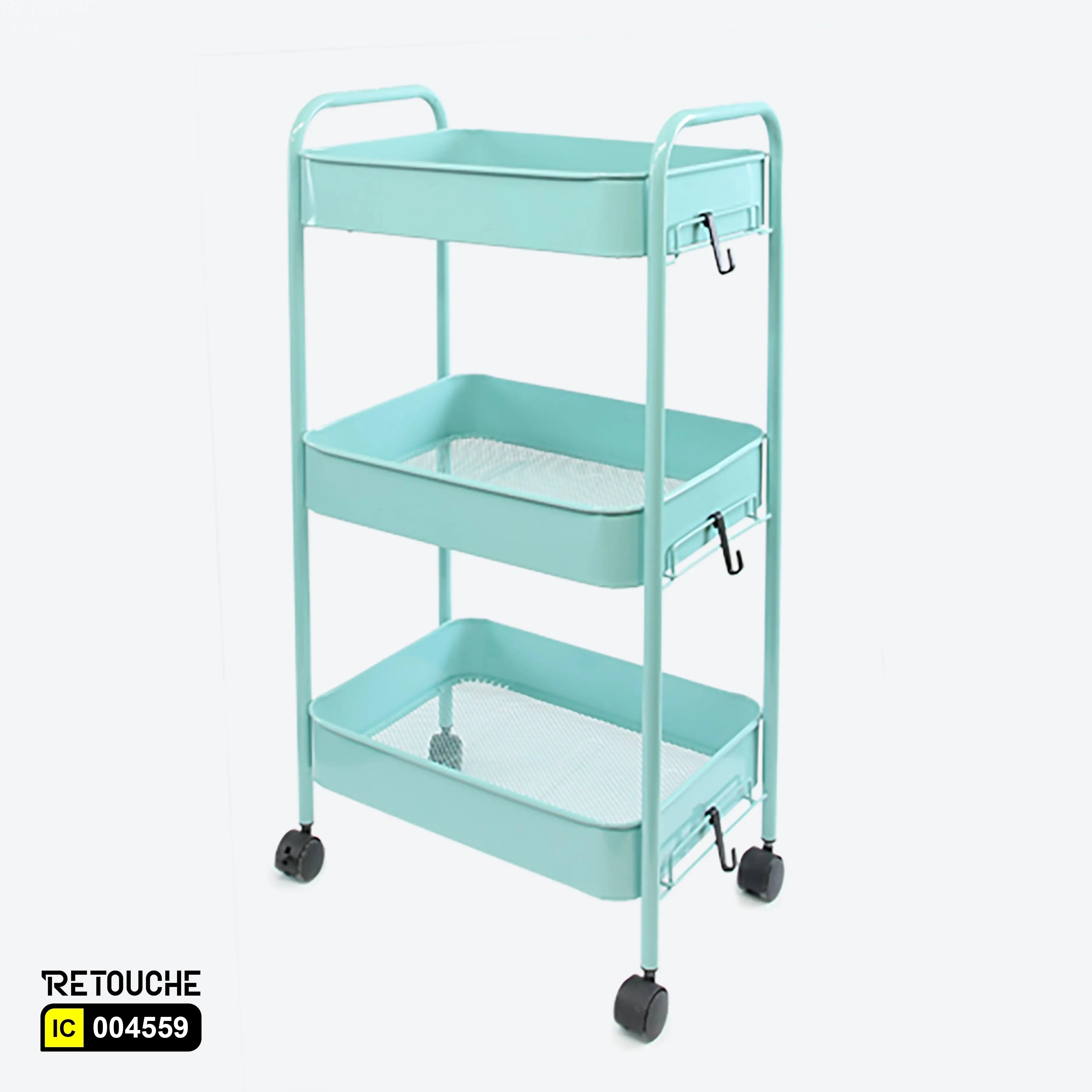 Metal Trolley, 3-Tier Containers Shelving Systems