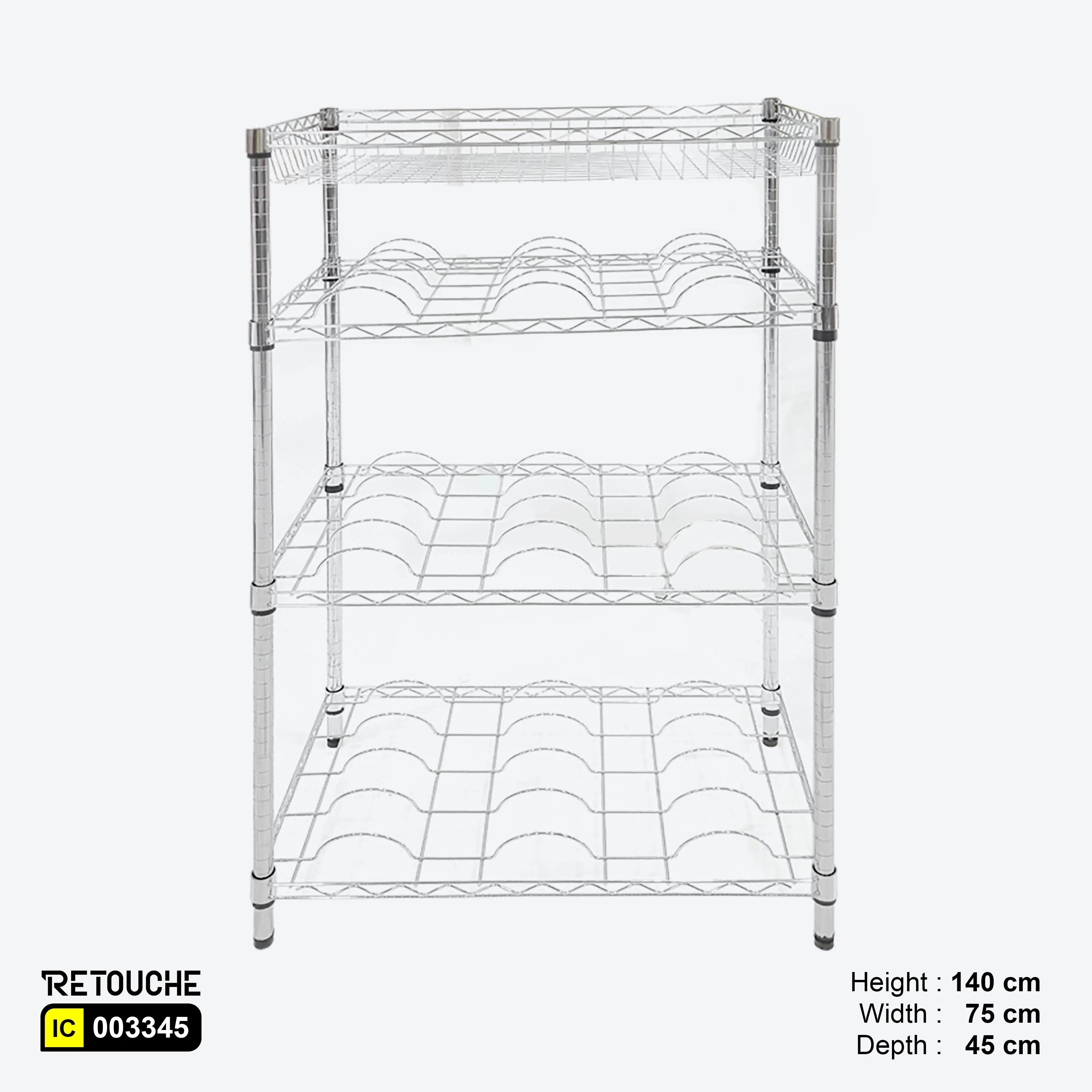 Metro Shelving System, 4 Tiers, Chrome Shelving Systems