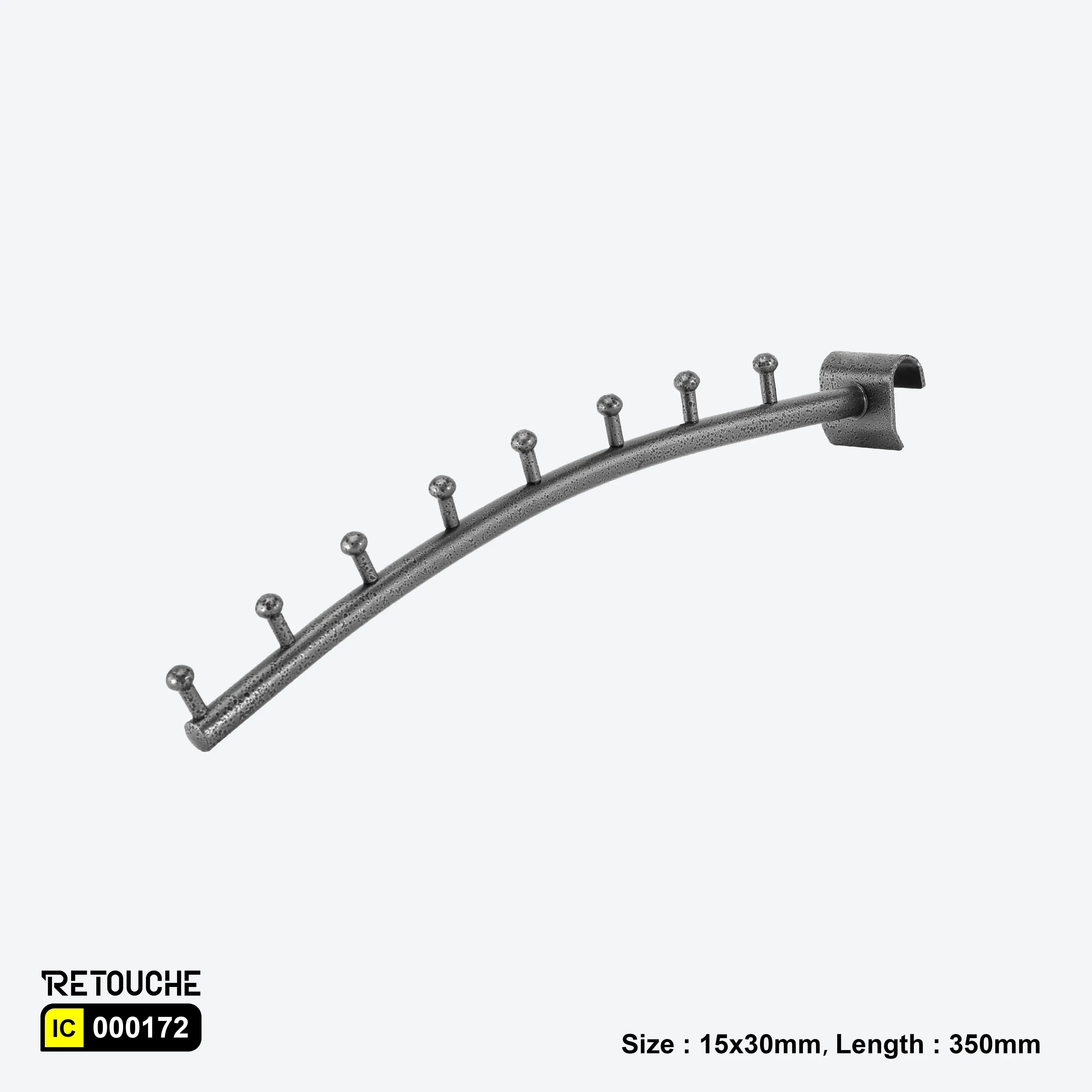 Sloped Display Hook for Oval Crossbar, with Beads, Metal Oval Tube & Accessories