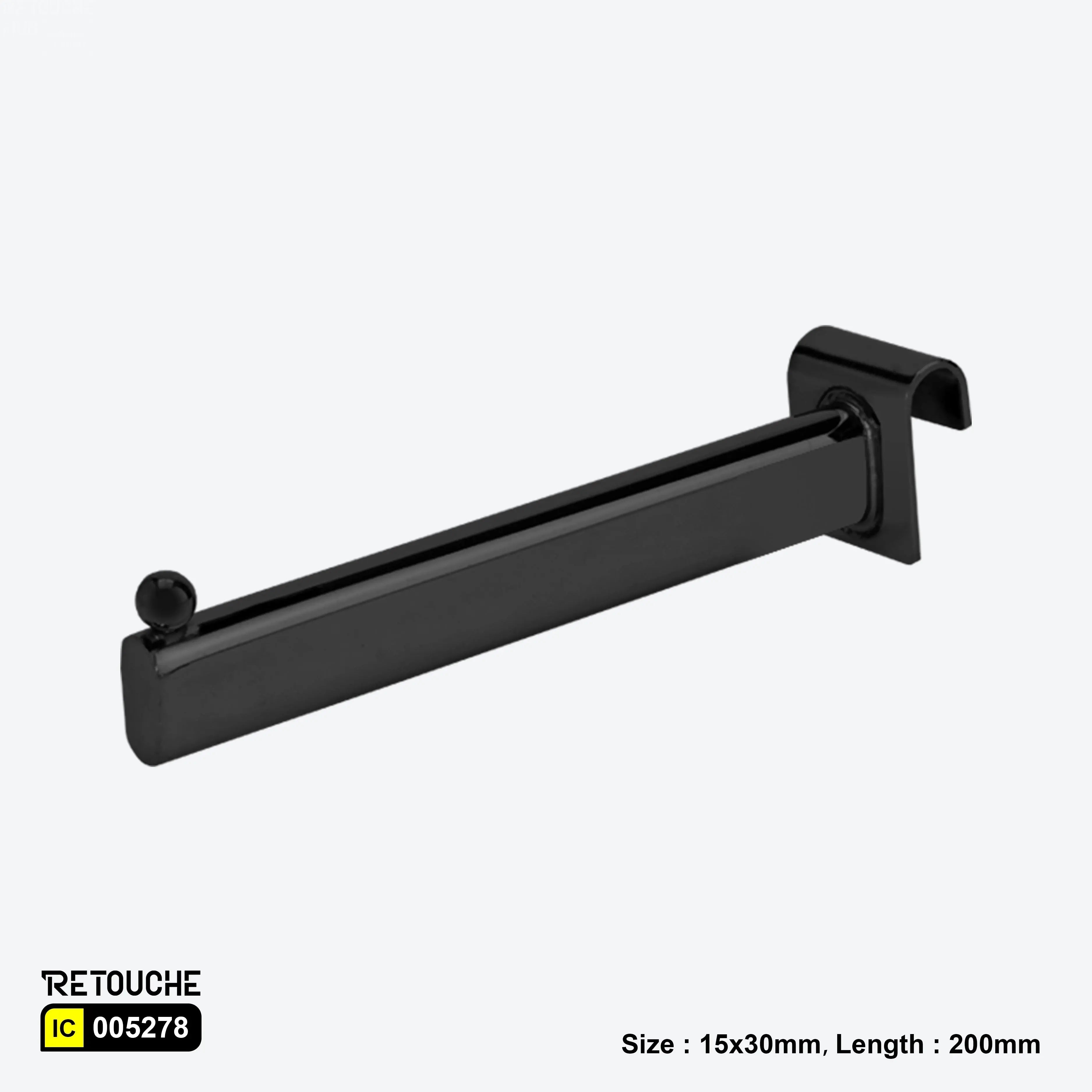 Straight Display Hook for Oval Crossbar, with Bead, Metal ,Black Oval Tube & Accessories