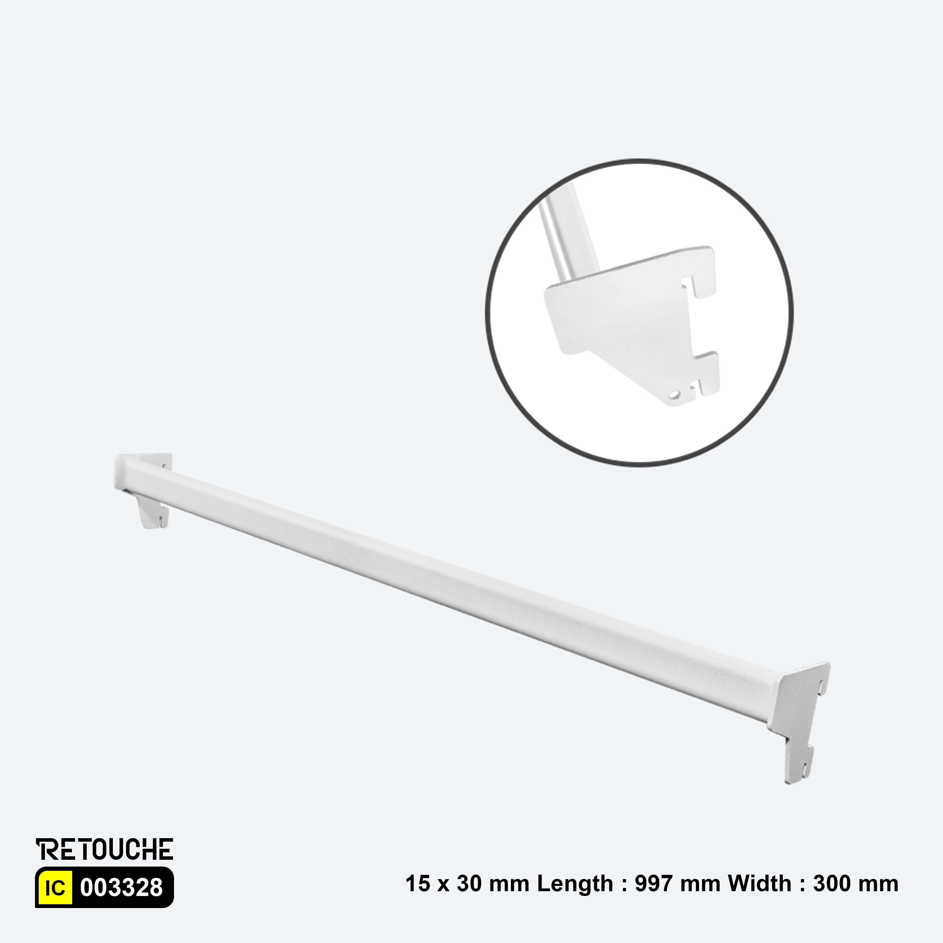 Support (Oval Tube) Bar for Upright System,Metal, Matte White Color