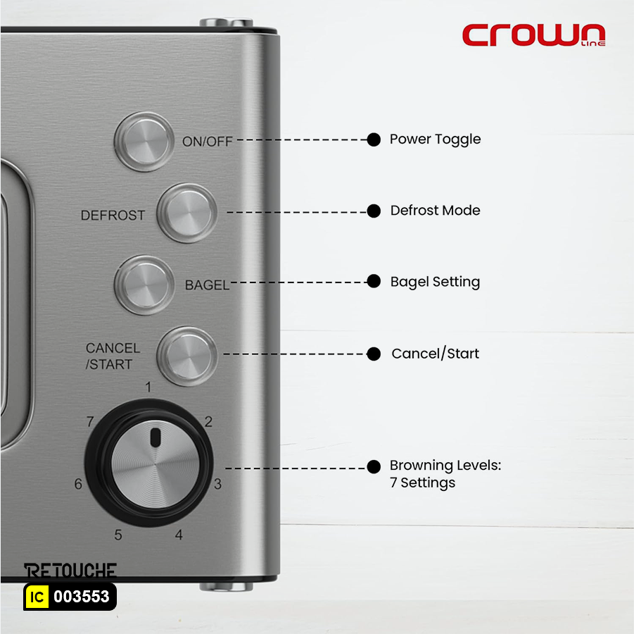 Crownline Long Slot 2 Slice Glass Toaster TR-274