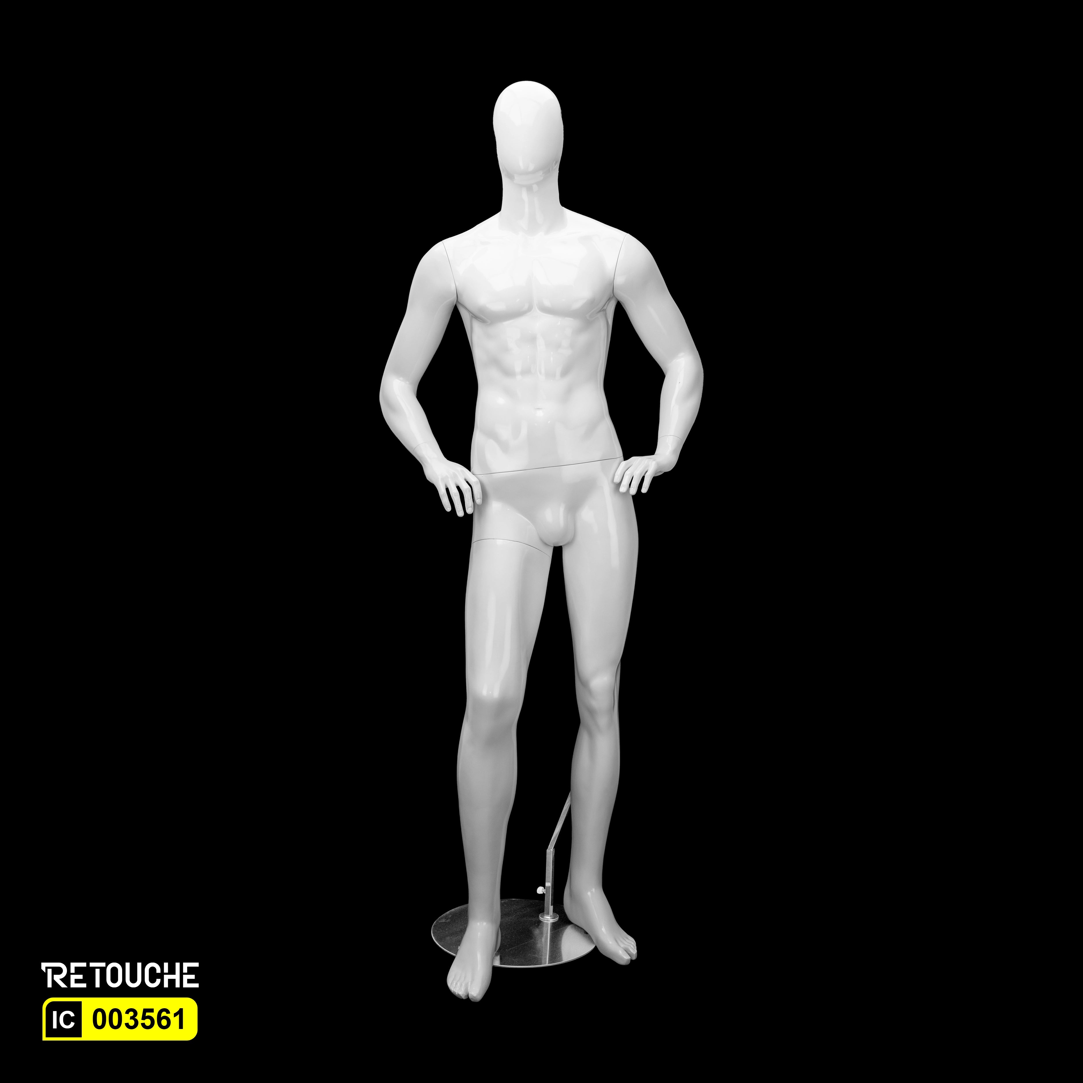 Male Mannequin Full Body Egg Face, White Color