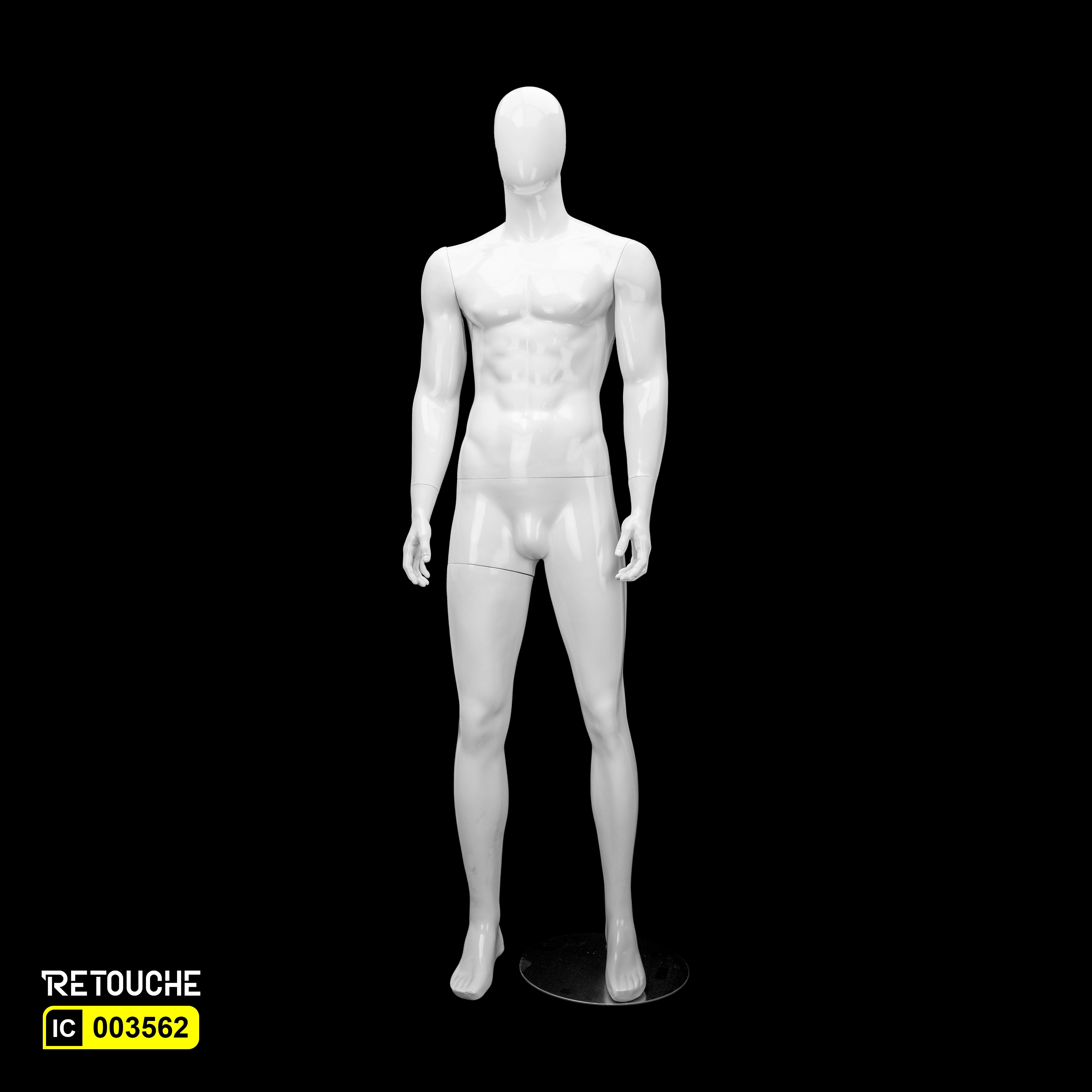 Male Mannequin Full Body Egg Face, White Color