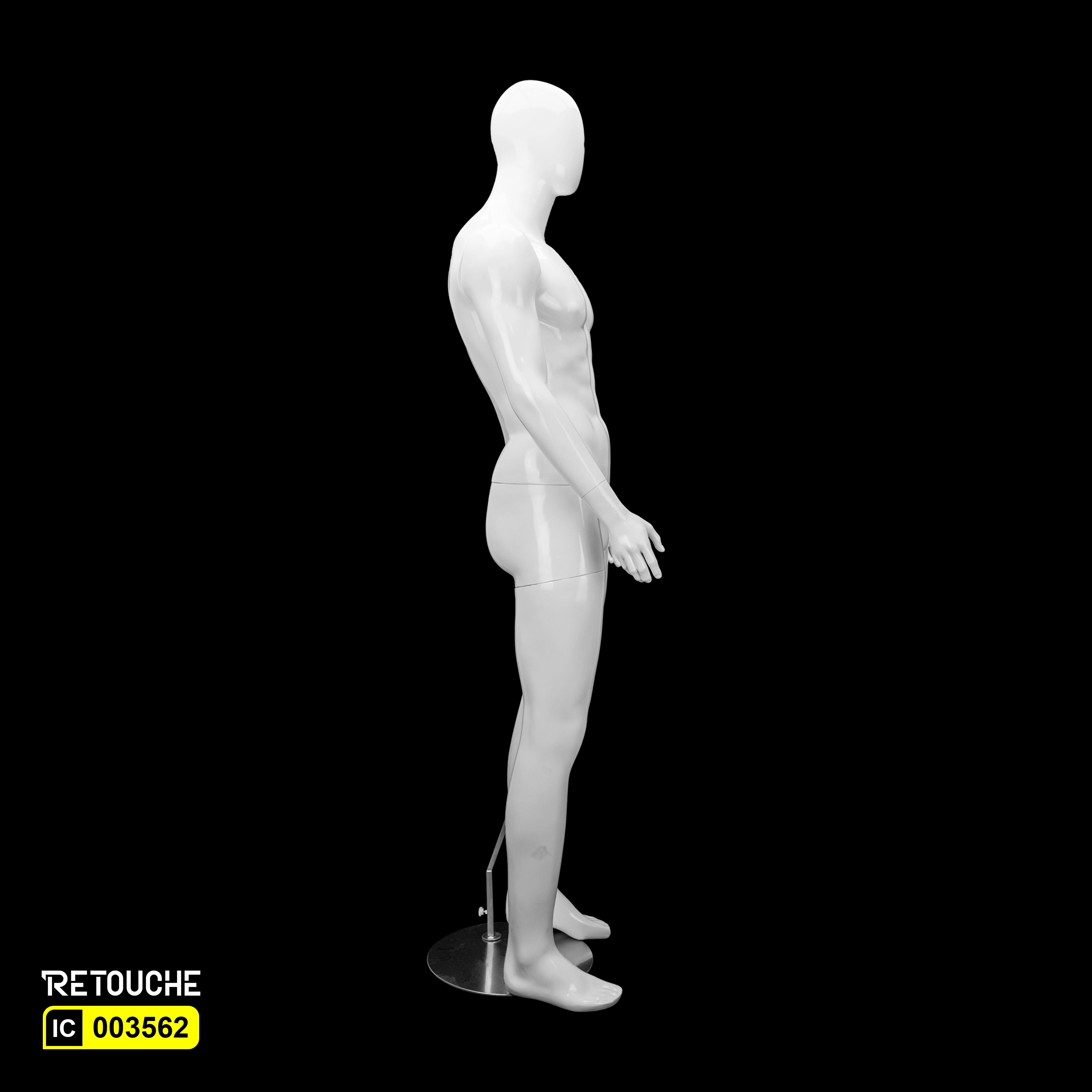 Male Mannequin Full Body Egg Face, White Color