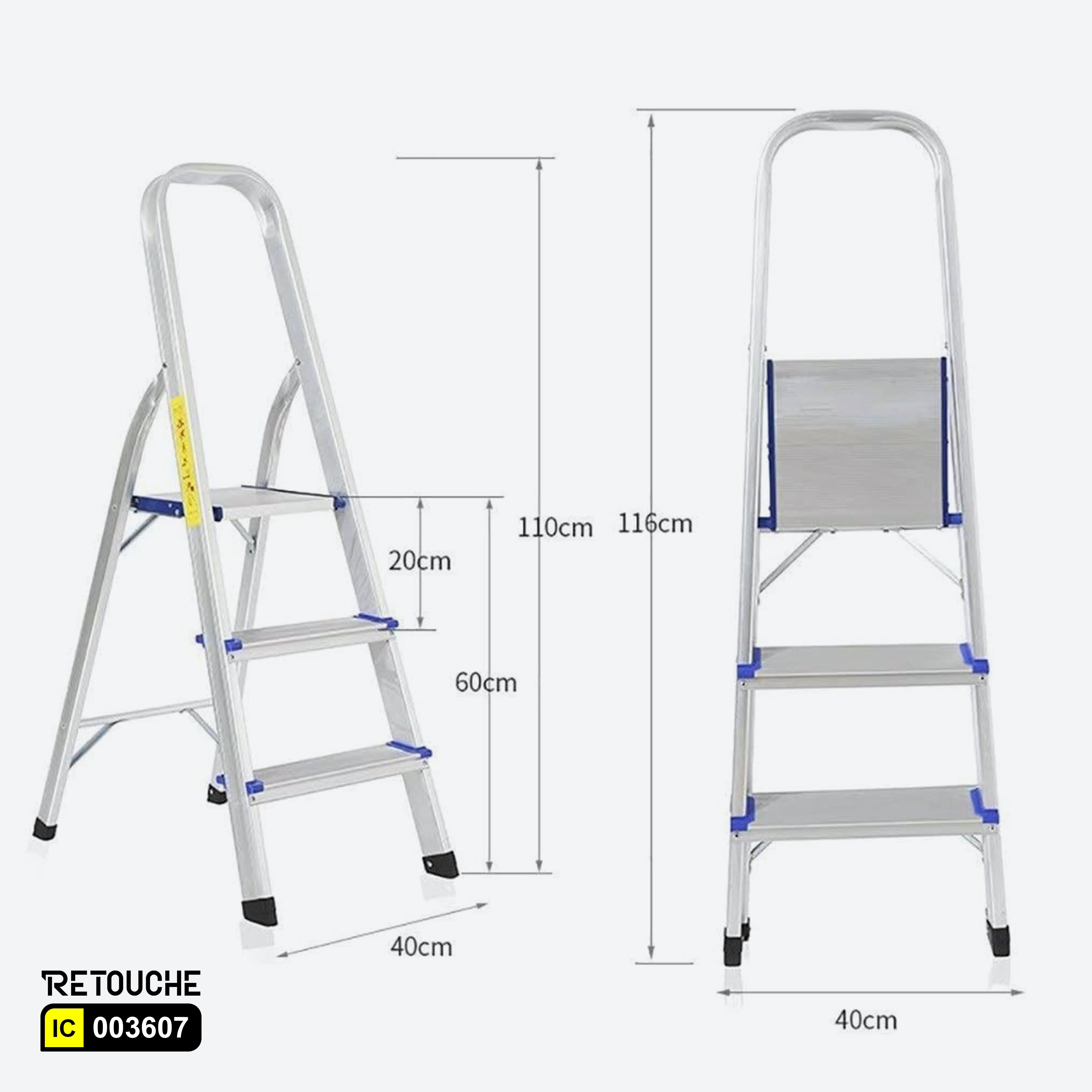 Ladder, 3-Steps, Foldable, Aluminum