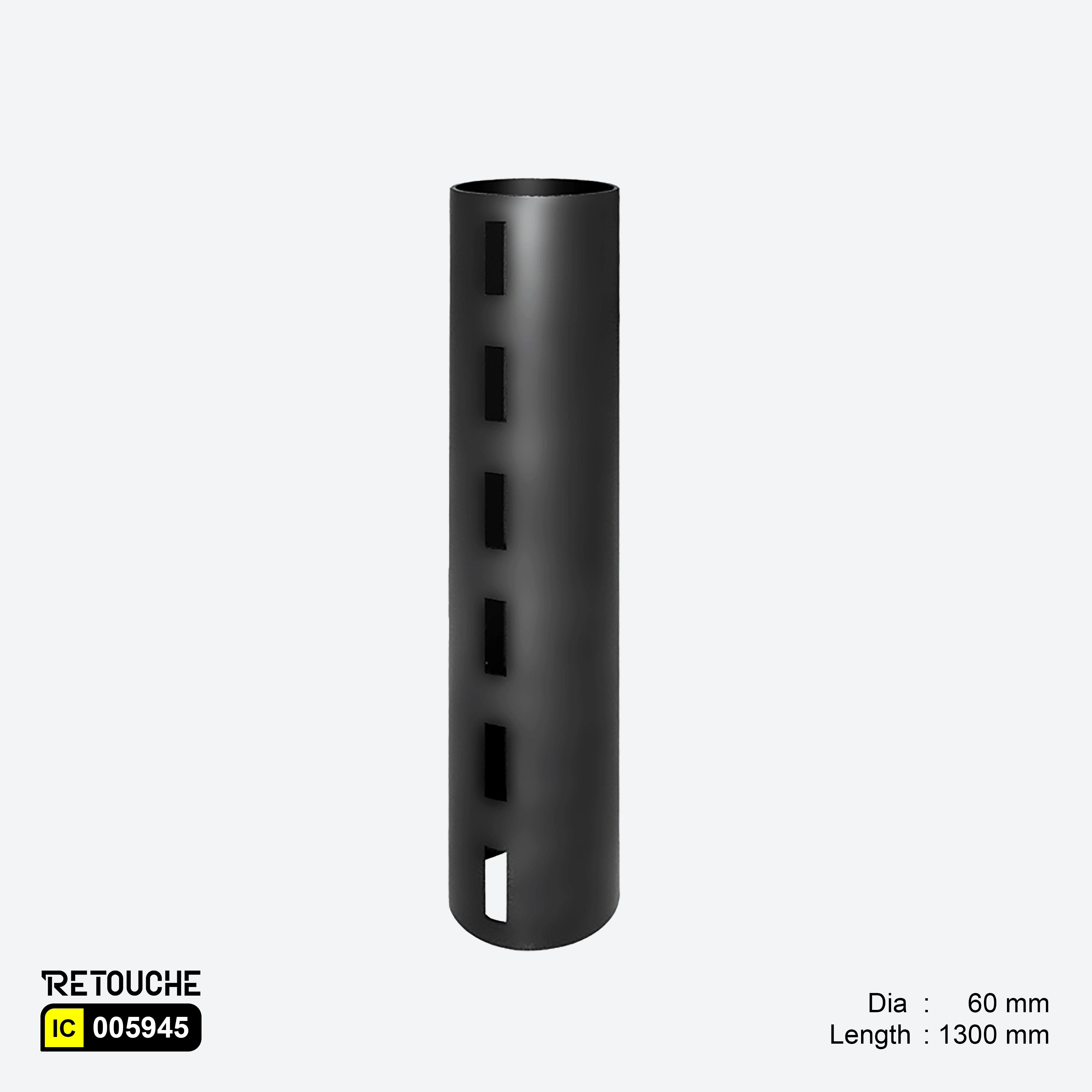 Upright Single Slotted Round Tube, Metal, Matte Black