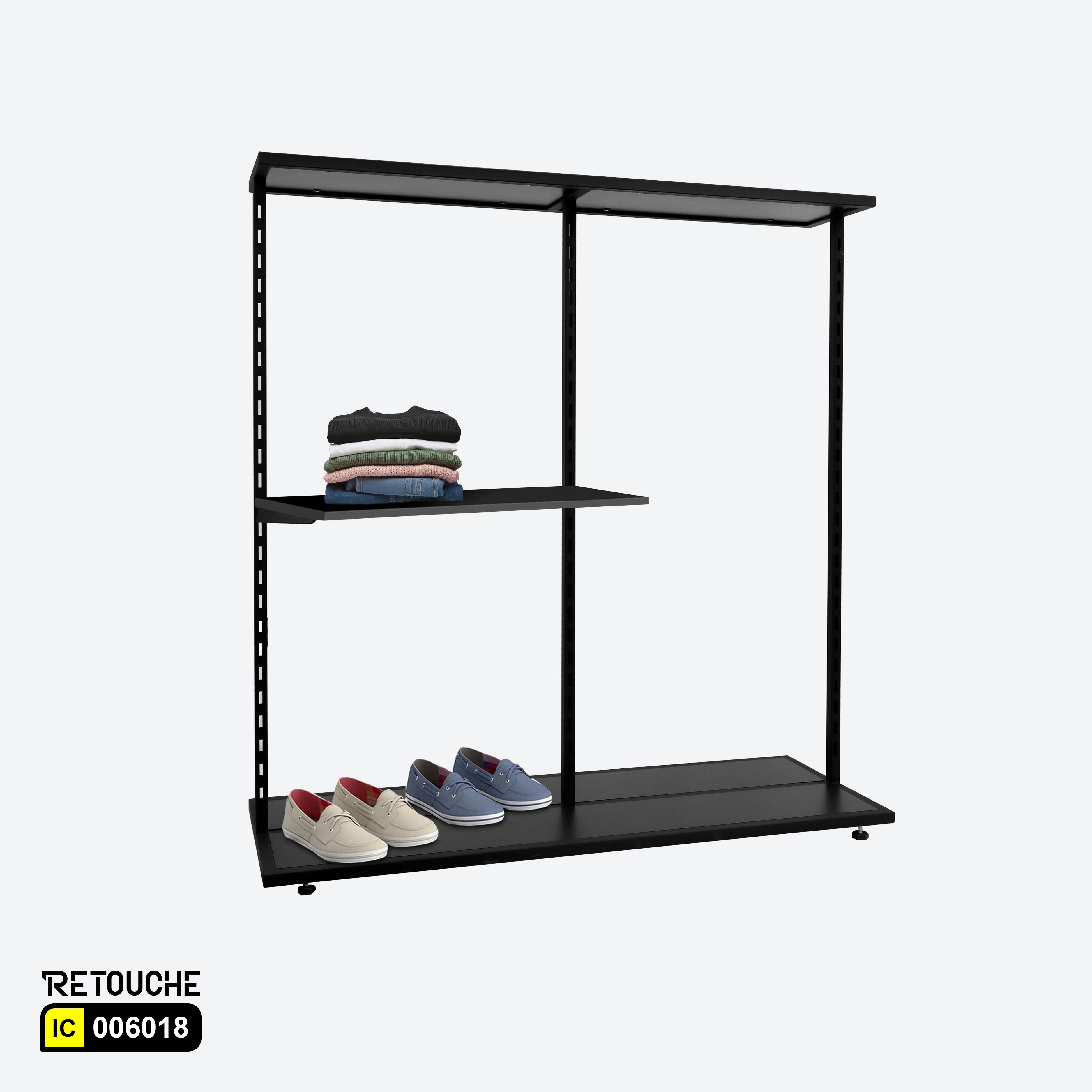 Metal Stands With Channel & Shelf Black