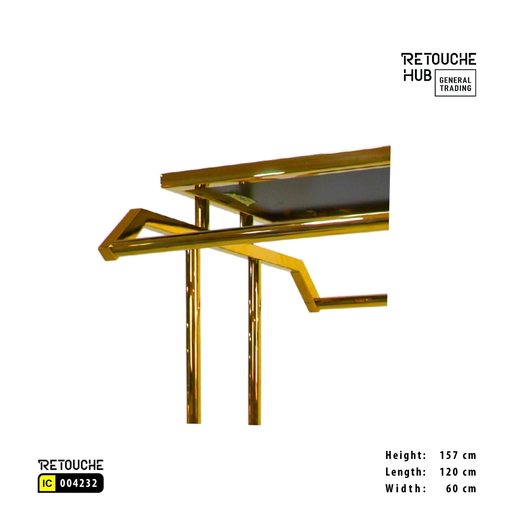 Clothes Stand | Gold Metal with Top Black Shelf | Modern & Durable