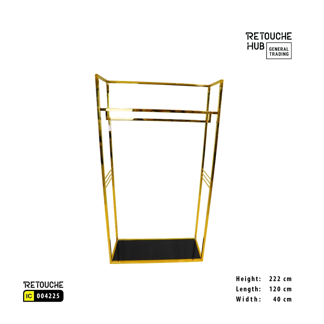 Clothes Stand | Gold Metal with Black Shelf | Modern & Durable