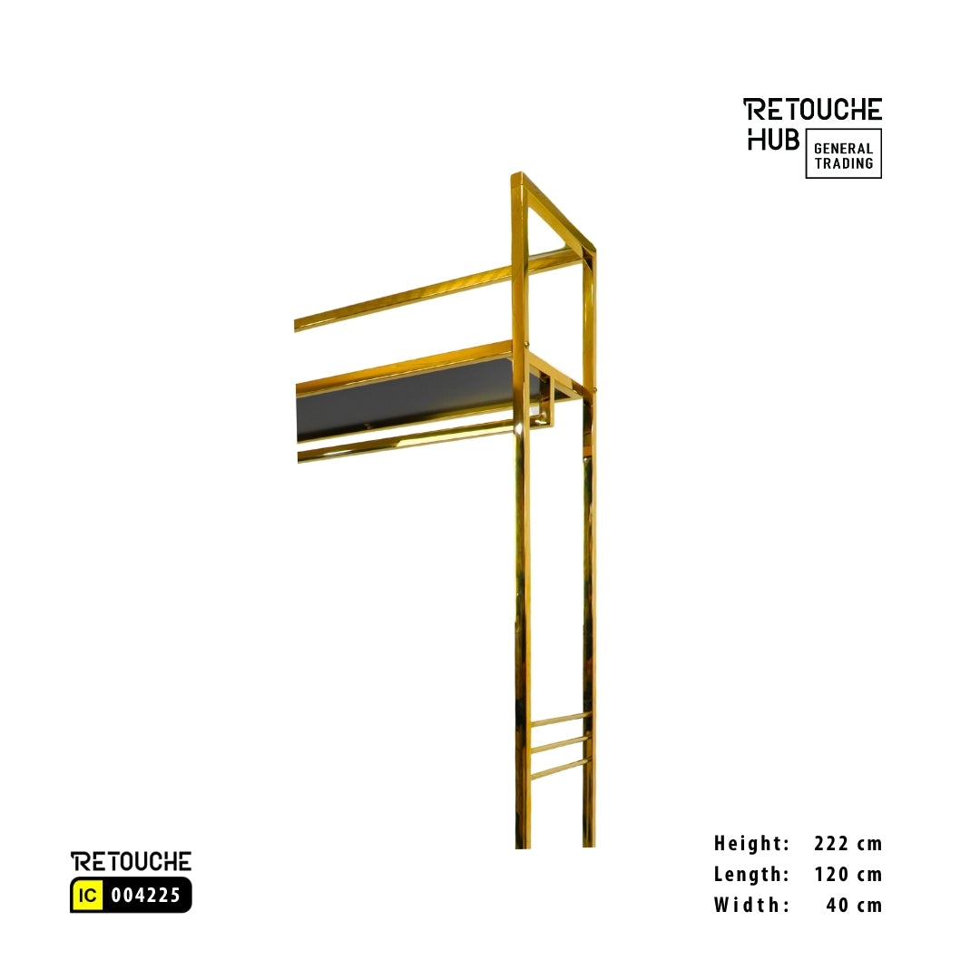 Clothes Stand | Gold Metal with Black Shelf | Modern & Durable