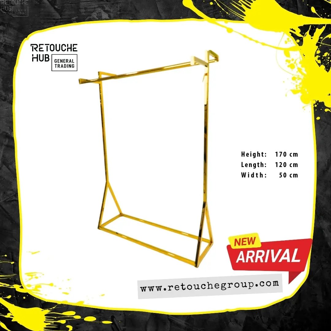 Clothes Hanging  Stand | Gold Metal | Modern & Durable Retouche Hub General Trading L.L.C