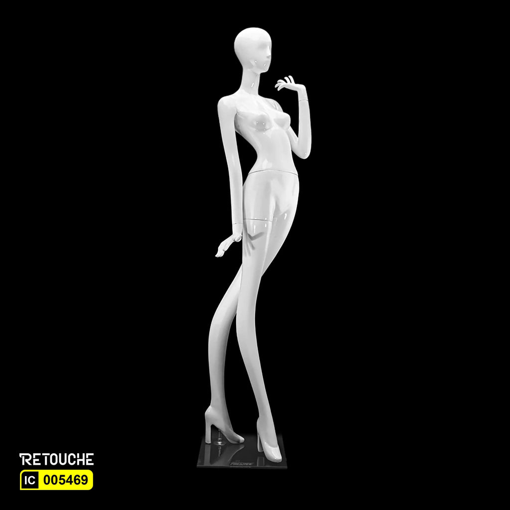 Female Mannequin, Abstract Face, Full Body, Glossy White Color - Retouche Hub General Trading LLC®