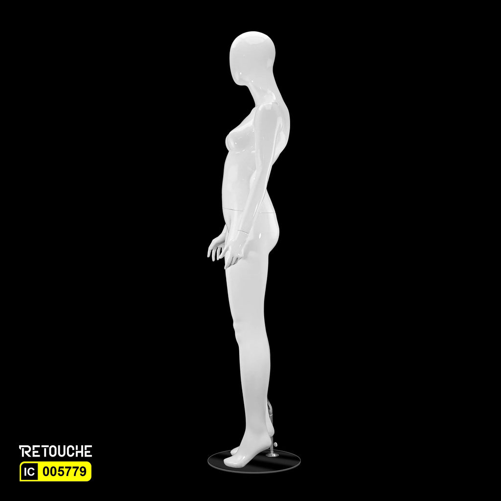 Female Mannequin, Egg Face, Full Body, Glossy White Color Female Mannequin