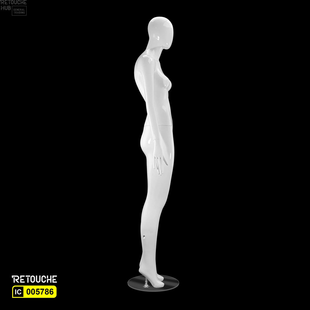Female Mannequin, Egg Face, Full Body, Glossy White Color Female Mannequin