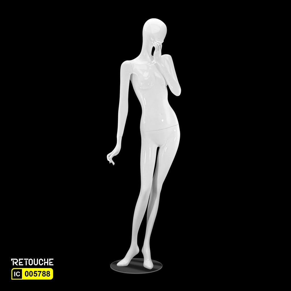 Female Mannequin, Egg Face, Full Body, Glossy White Color Female Mannequin
