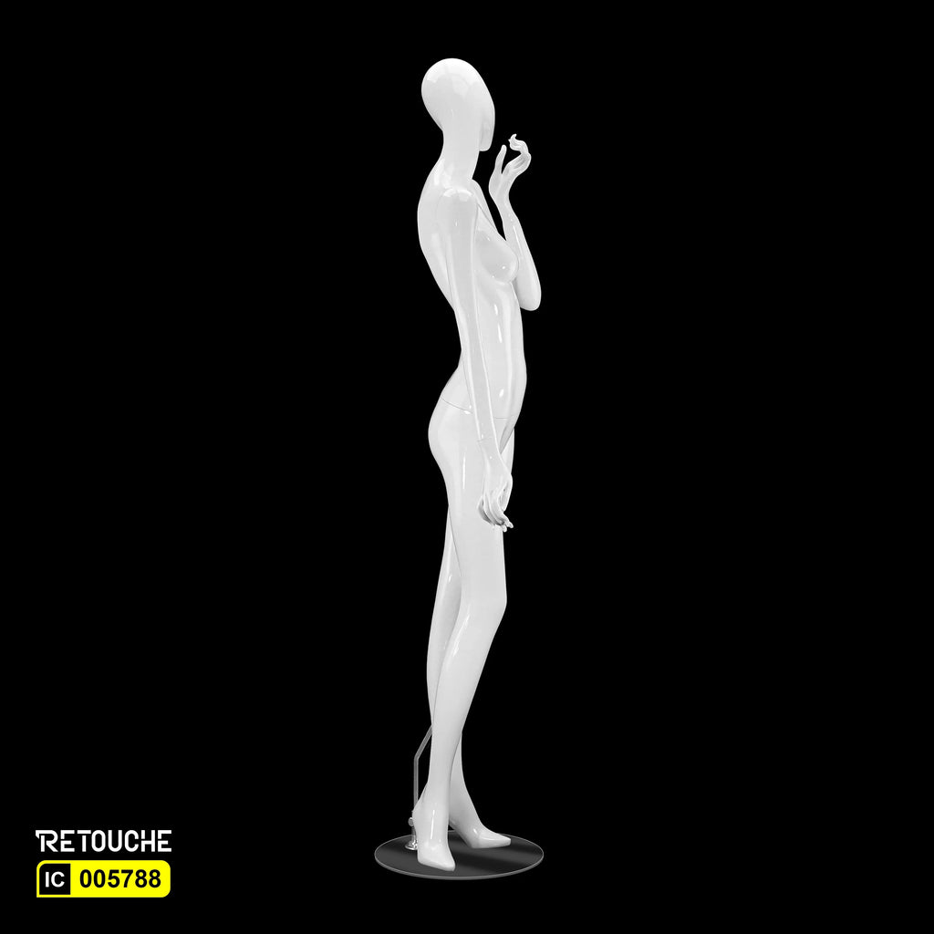 Female Mannequin, Egg Face, Full Body, Glossy White Color Female Mannequin