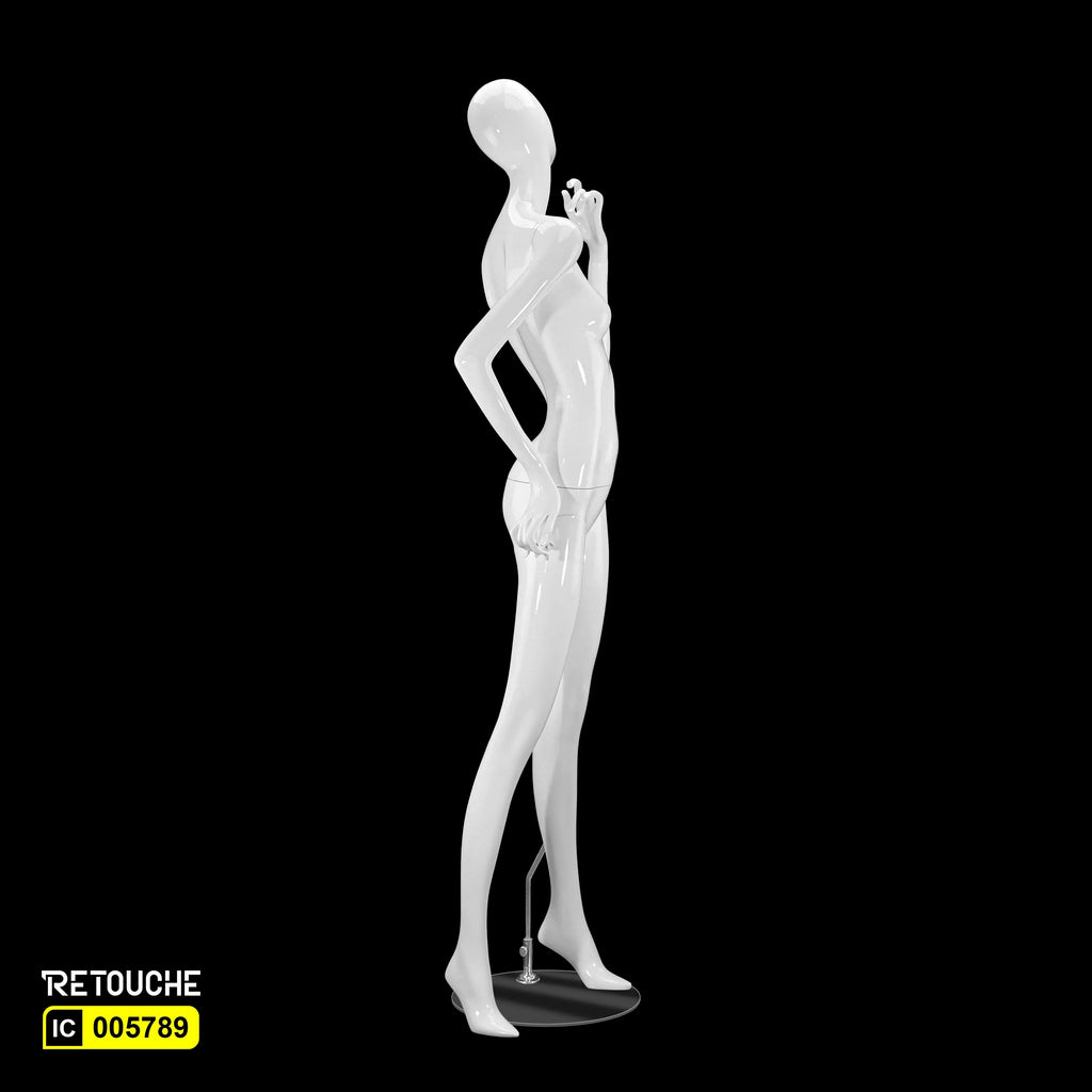 Female Mannequin, Egg Face, Full Body, Glossy White Color Female Mannequin